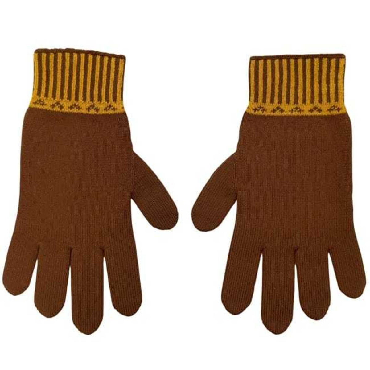 Loewe Brown Yellow Wool Nylon Polyester Short Gloves (Pre-Owned)