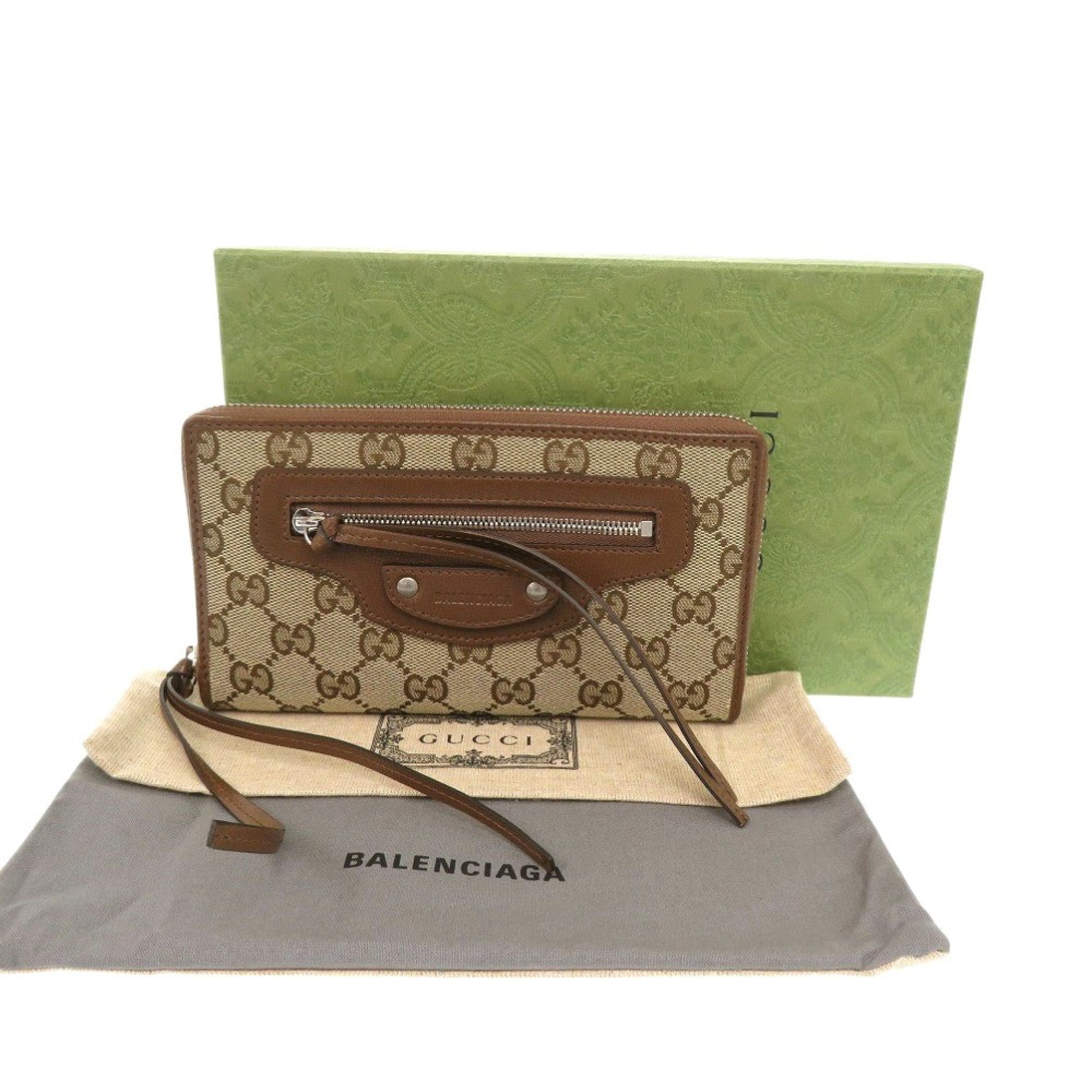 Gucci Beige Brown Gg Canvas Long Wallet (Bi-Fold) (Pre-Owned)