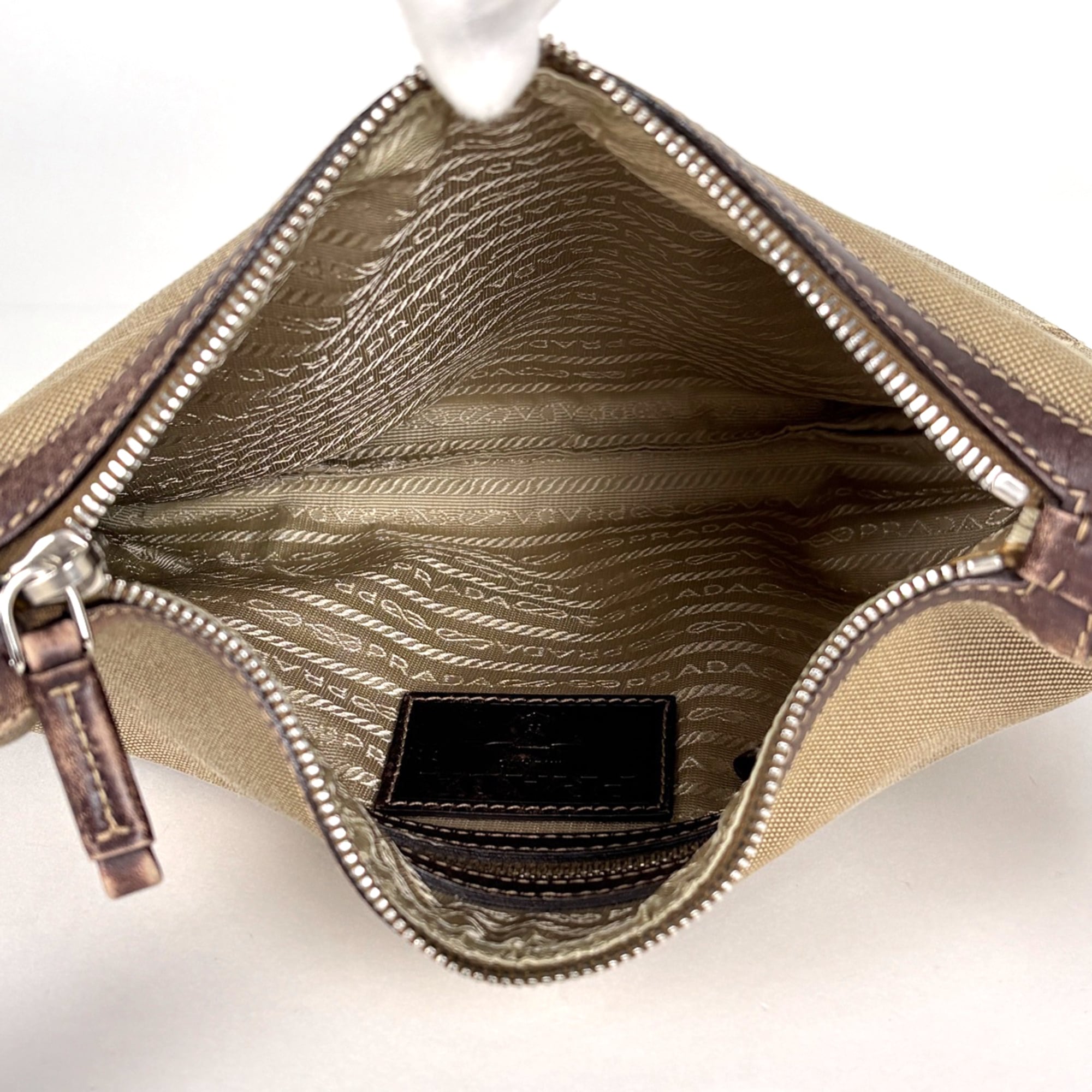 Prada Brown Canvas Leather Shoulder Bag (Pre-Owned)
