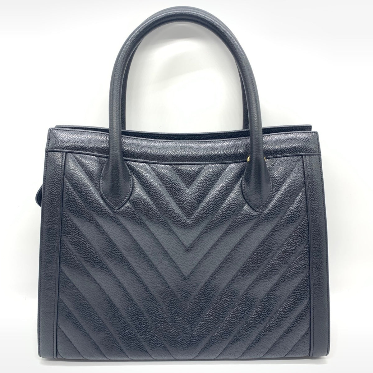 Chanel Black Grained Calfskin Handbag Tote Bag (Pre-Owned)