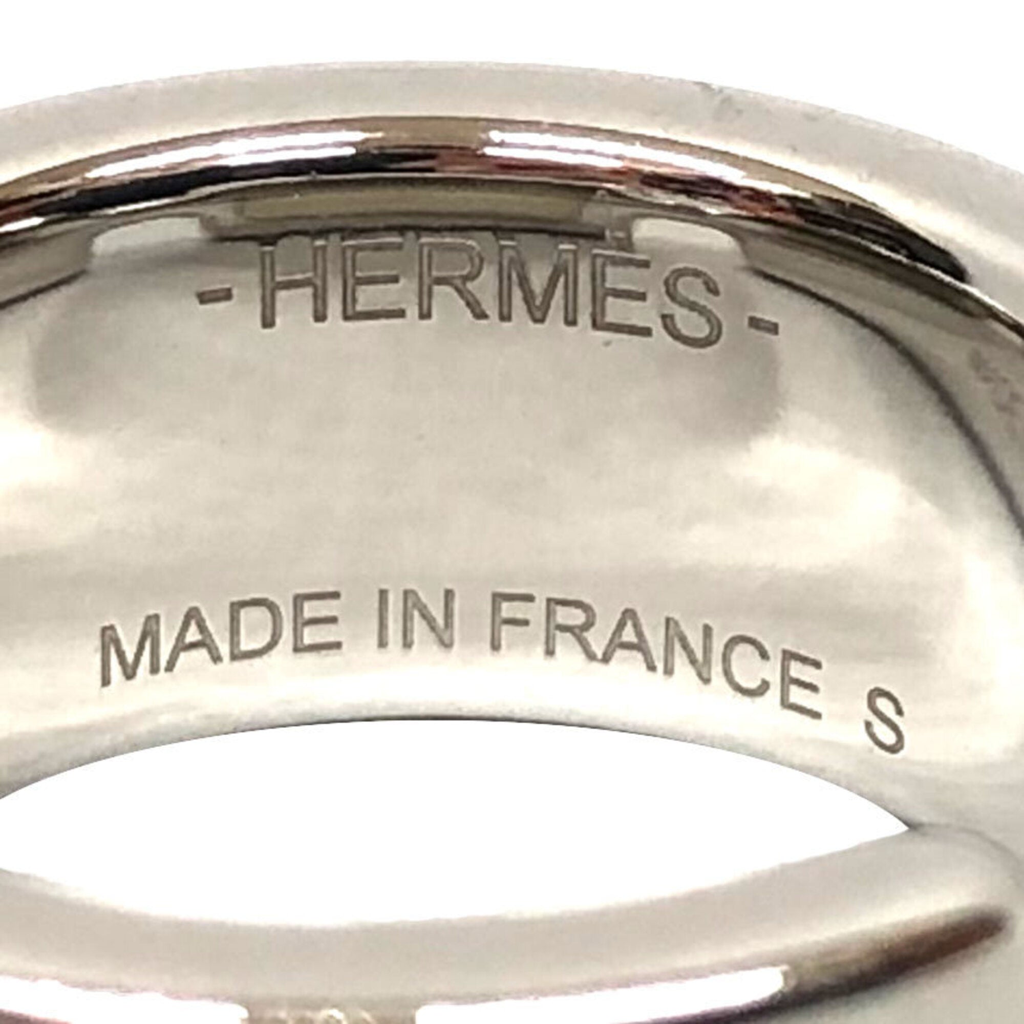 Hermes Silver Etoupe Gray Leather Metal Band Ring (Pre-Owned)