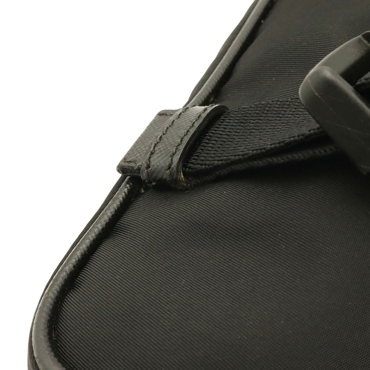 Prada Black Nero Nylon Leather Handbag Shoulder Bag (Pre-Owned)