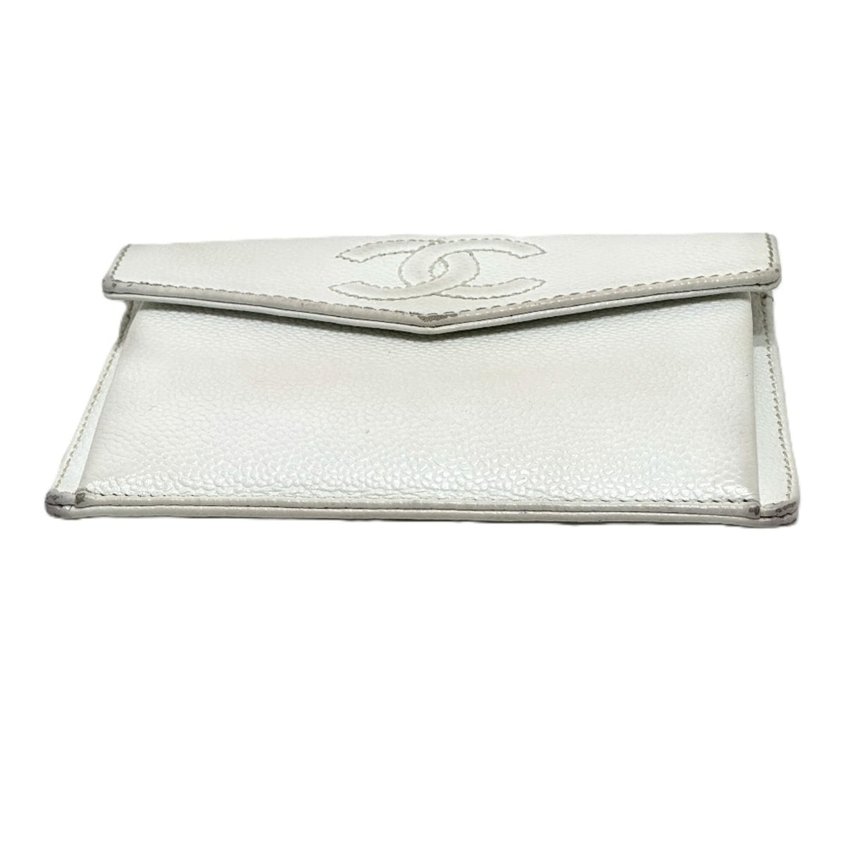 Chanel White Grained Calfskin Wallet (Bi-Fold) (Pre-Owned)