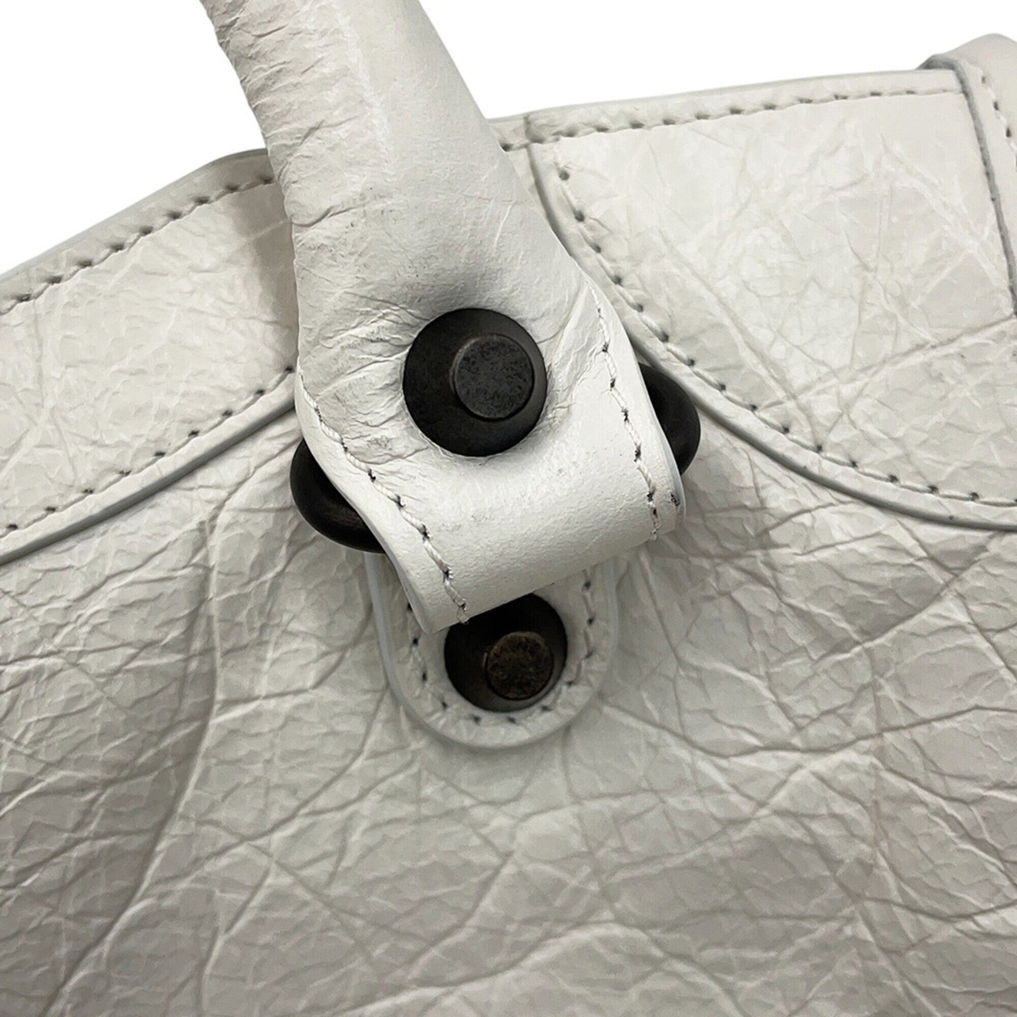 Balenciaga White Leather Handbag Shoulder Bag (Pre-Owned)
