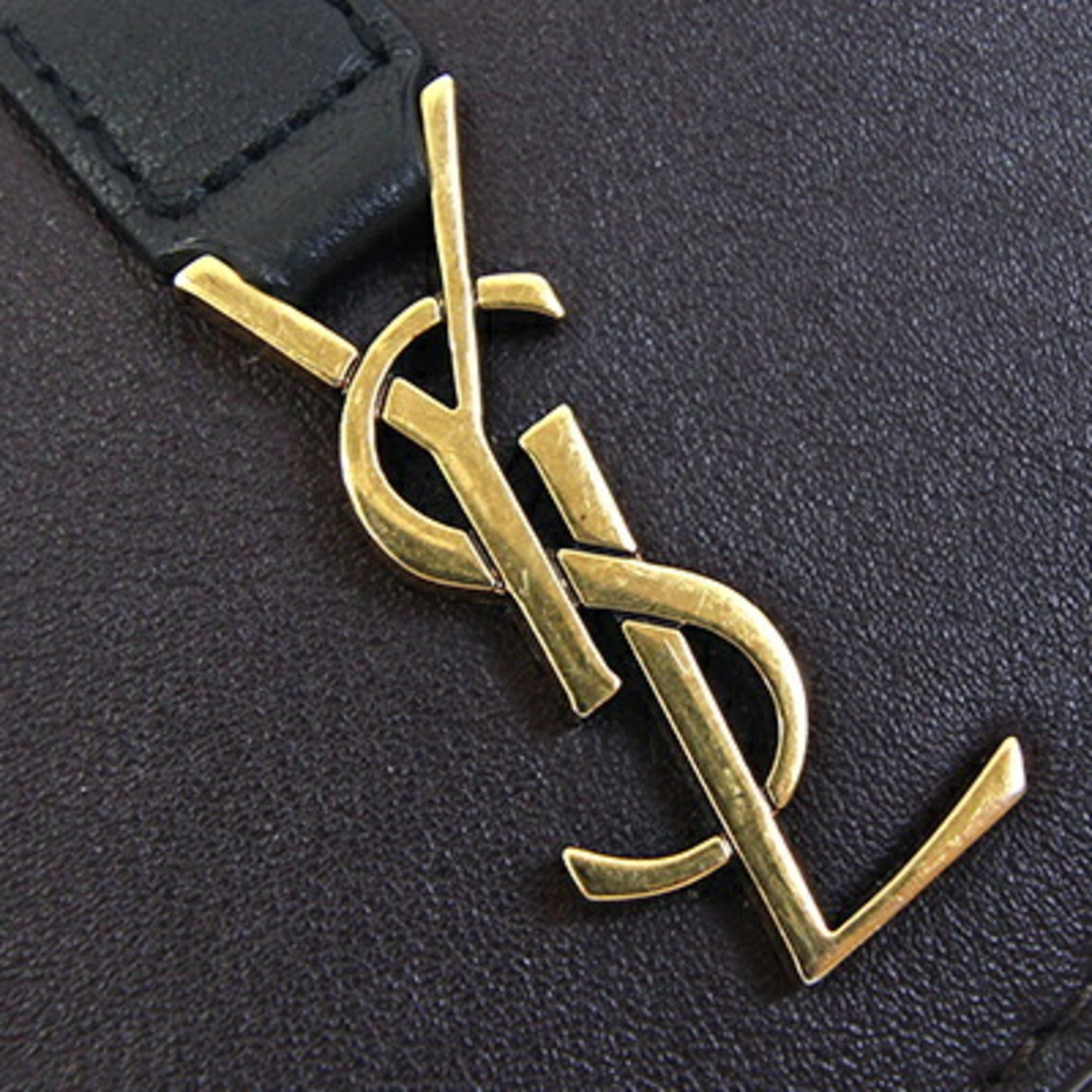 Saint Laurent Black Dark Brown Leather Wallet (Tri-Fold) (Pre-Owned)