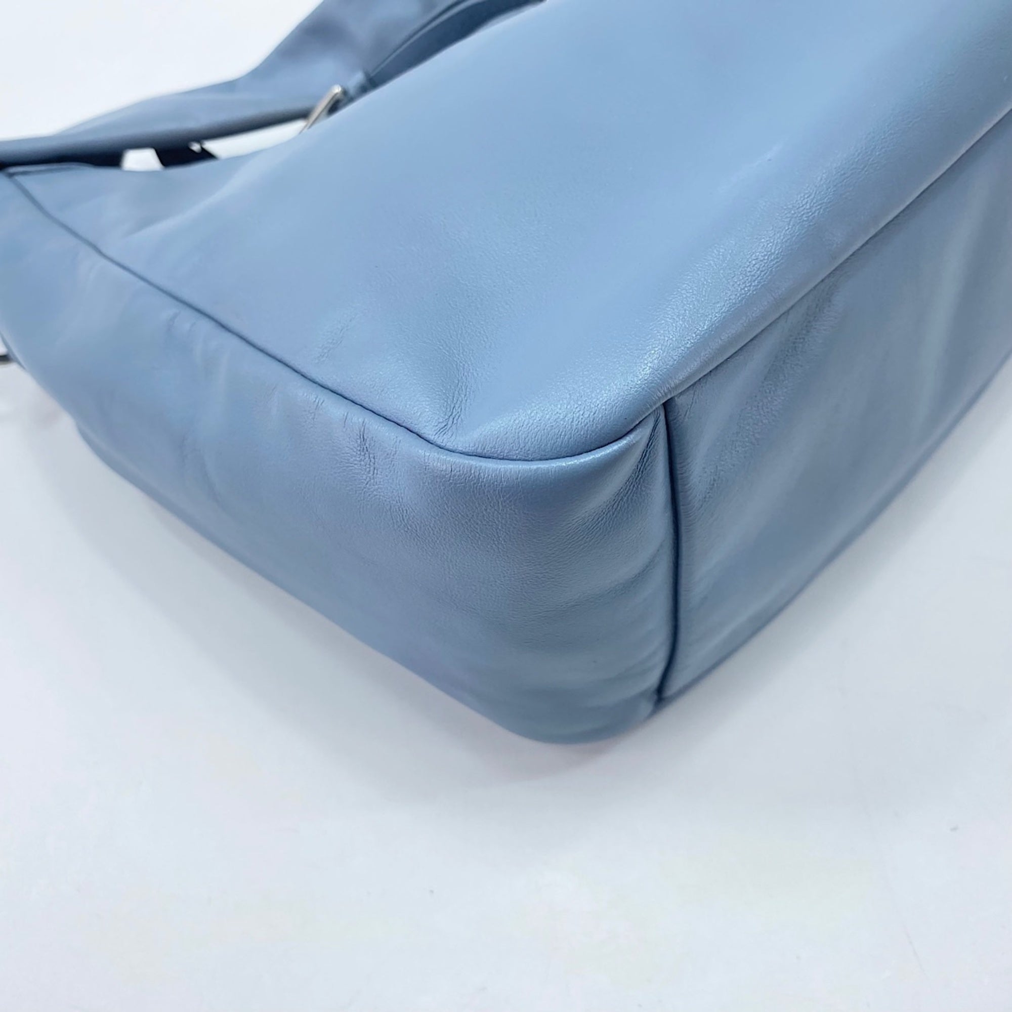 Prada Blue Leather Shoulder Bag (Pre-Owned)