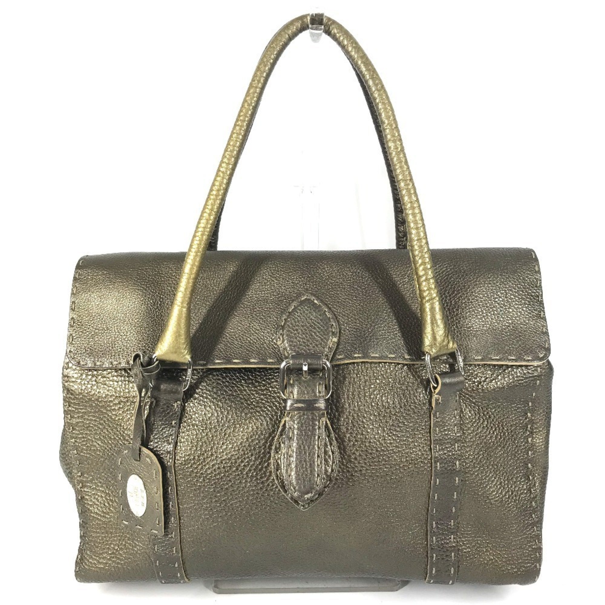 Fendi Selleria Metallic Gold Leather Handbag Tote Bag (Pre-Owned)