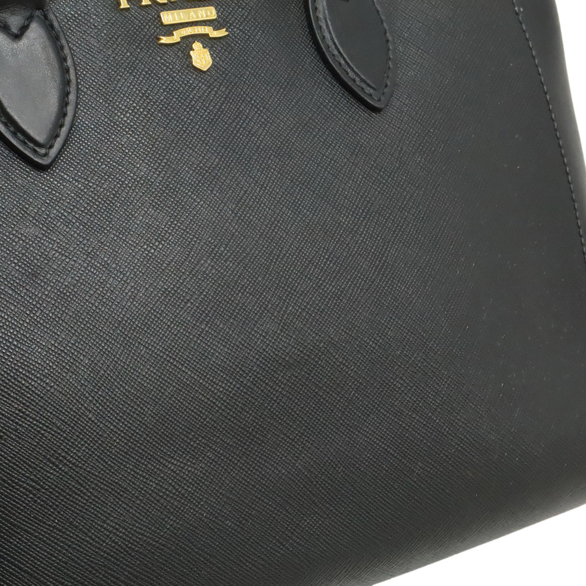 Prada Saffiano Black Nero Leather Handbag Shoulder Bag (Pre-Owned)