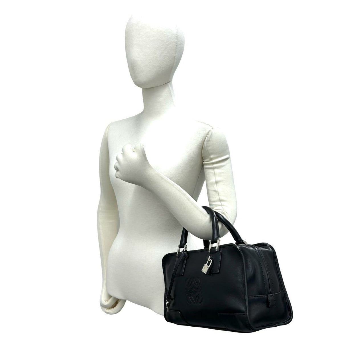 Loewe Black Leather Boston Bag Handbag Tote Bag (Pre-Owned)