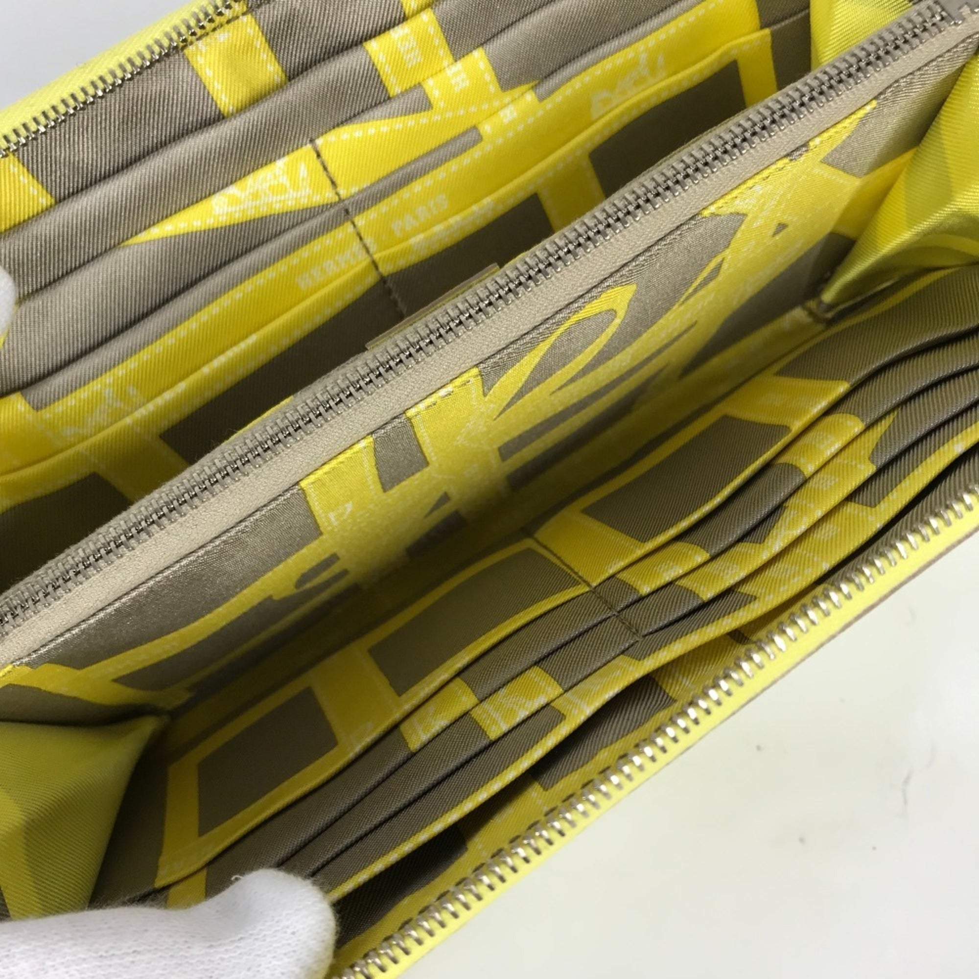 Hermes Silk'in Yellow Epsom Leather Long Wallet (Bi-Fold) (Pre-Owned)