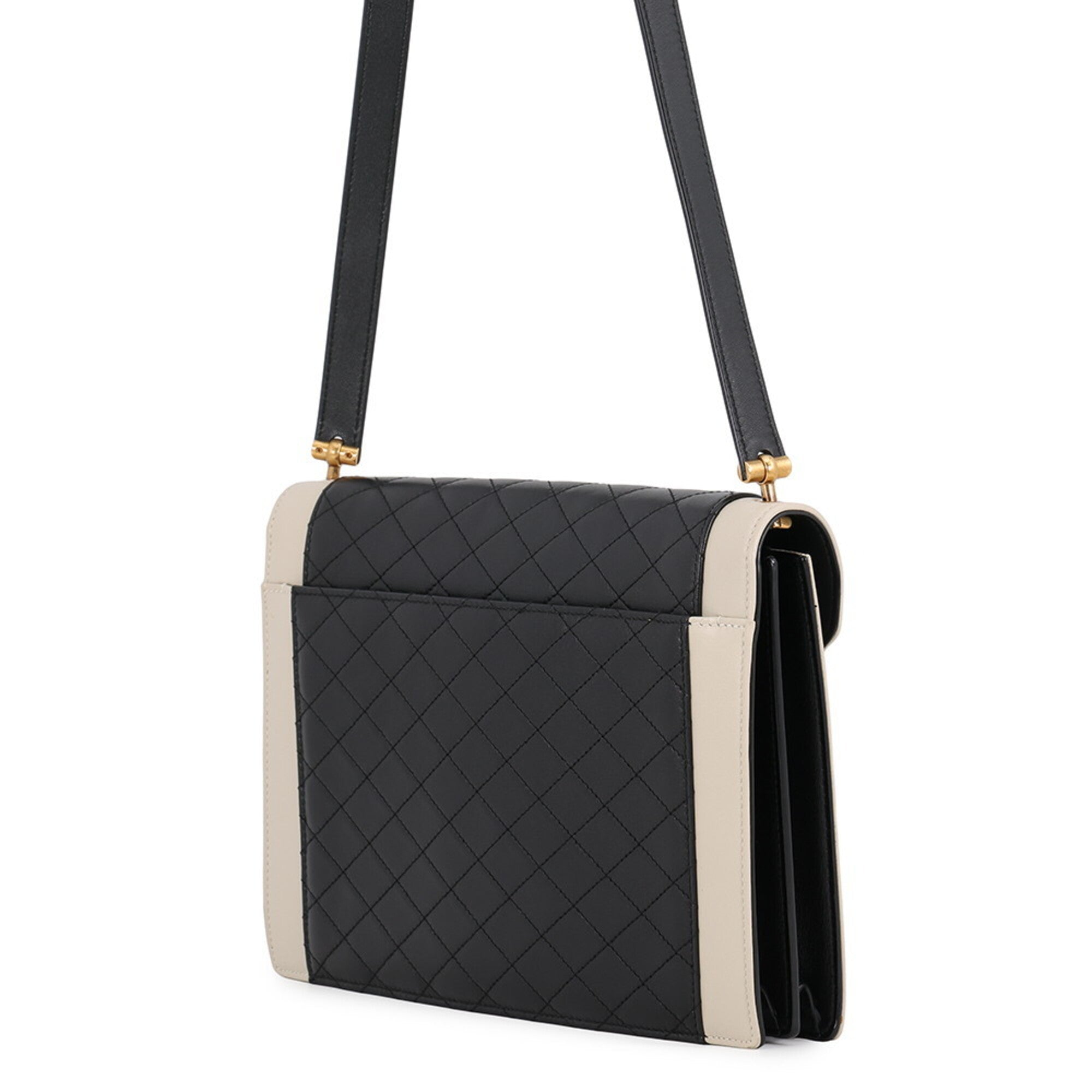 Saint Laurent Black White Leather Shoulder Bag (Pre-Owned)