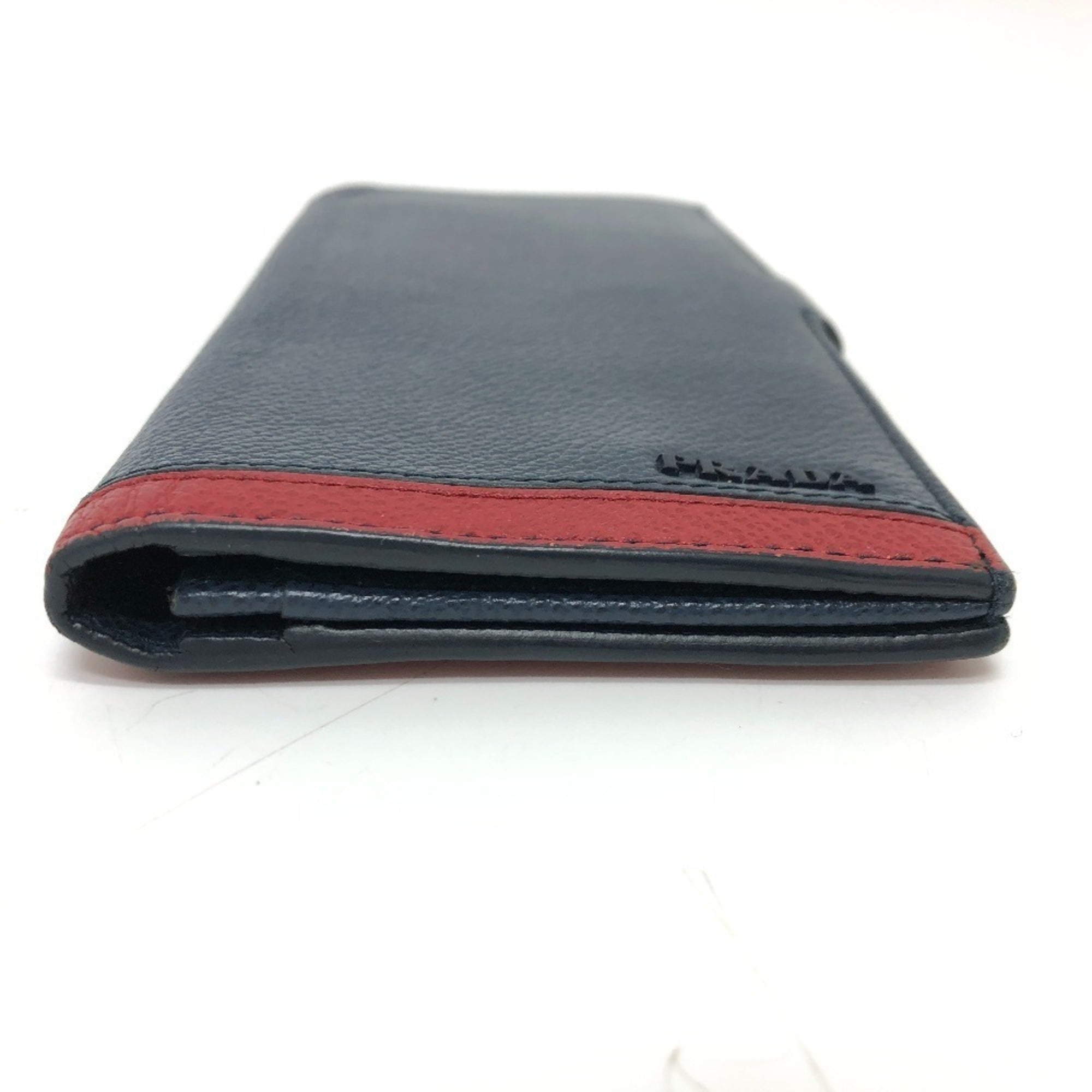 Prada Blue Leather Long Wallet (Bi-Fold) (Pre-Owned)