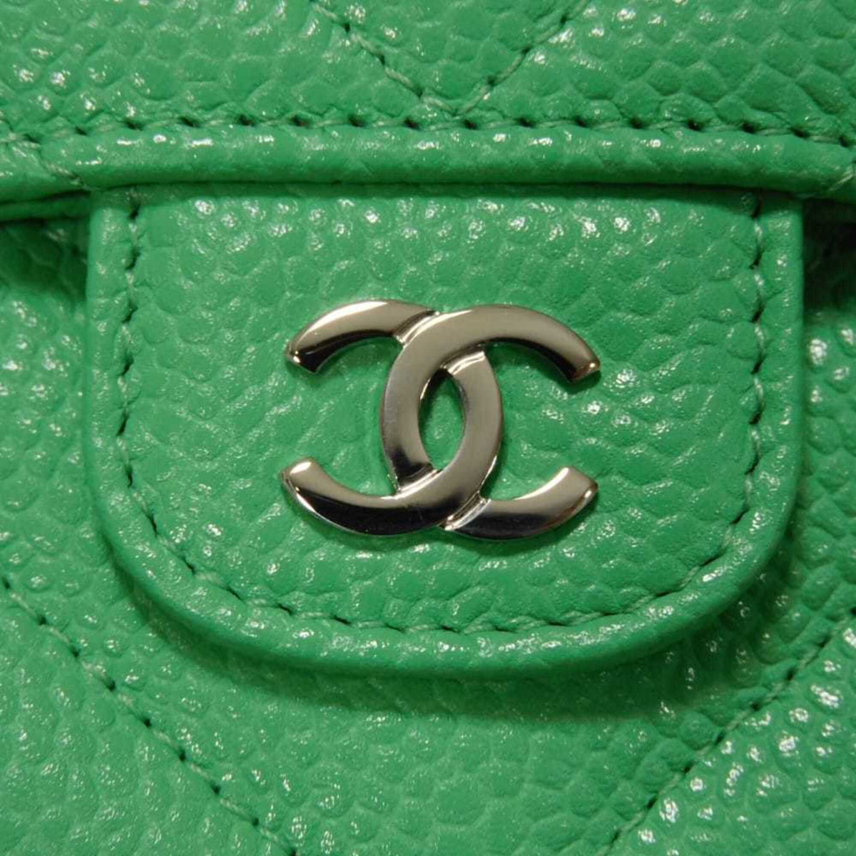 Chanel Light Green Grained Calfskin Wallet (Tri-Fold) (Pre-Owned)