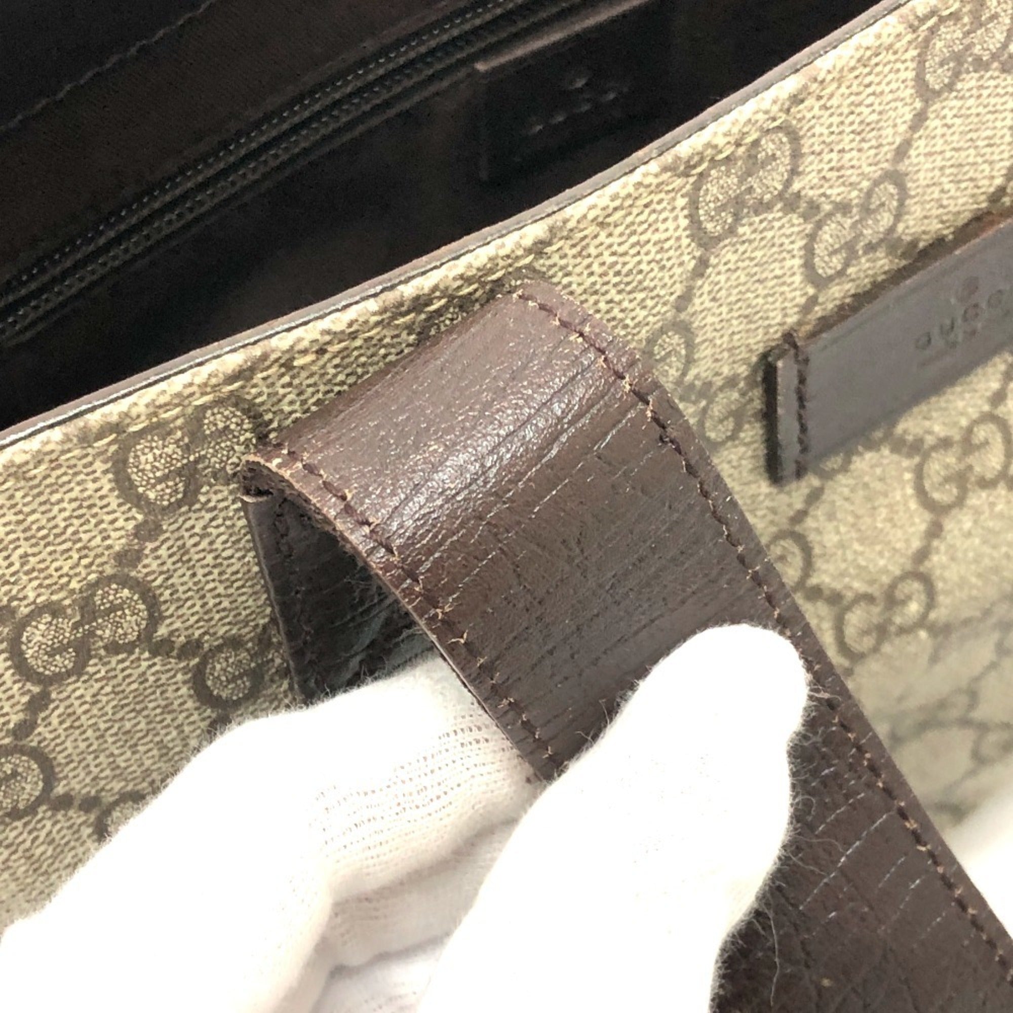 Gucci Beige Dark Brown Gg Supreme Canvas Handbag Tote Bag (Pre-Owned)