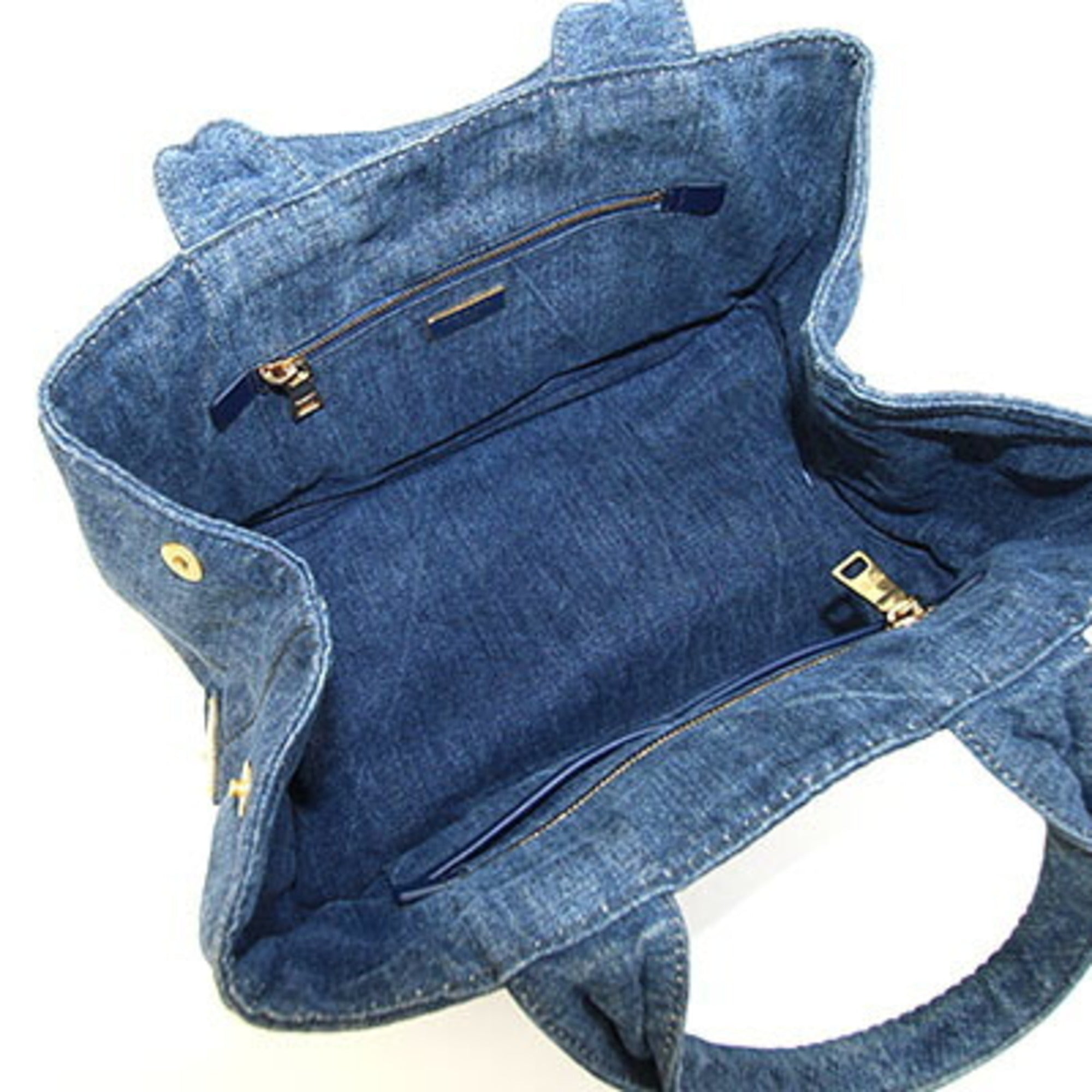 Prada Canapa Avio Blue Denim Handbag (Pre-Owned)