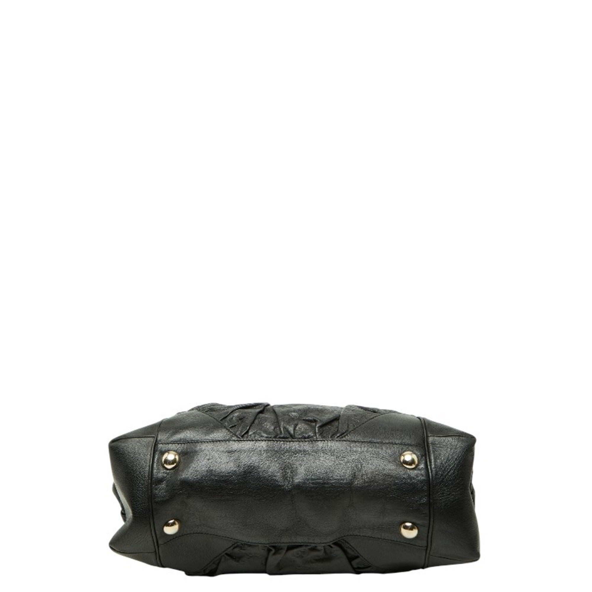 Gucci Black Leather Shoulder Bag Tote Bag (Pre-Owned)