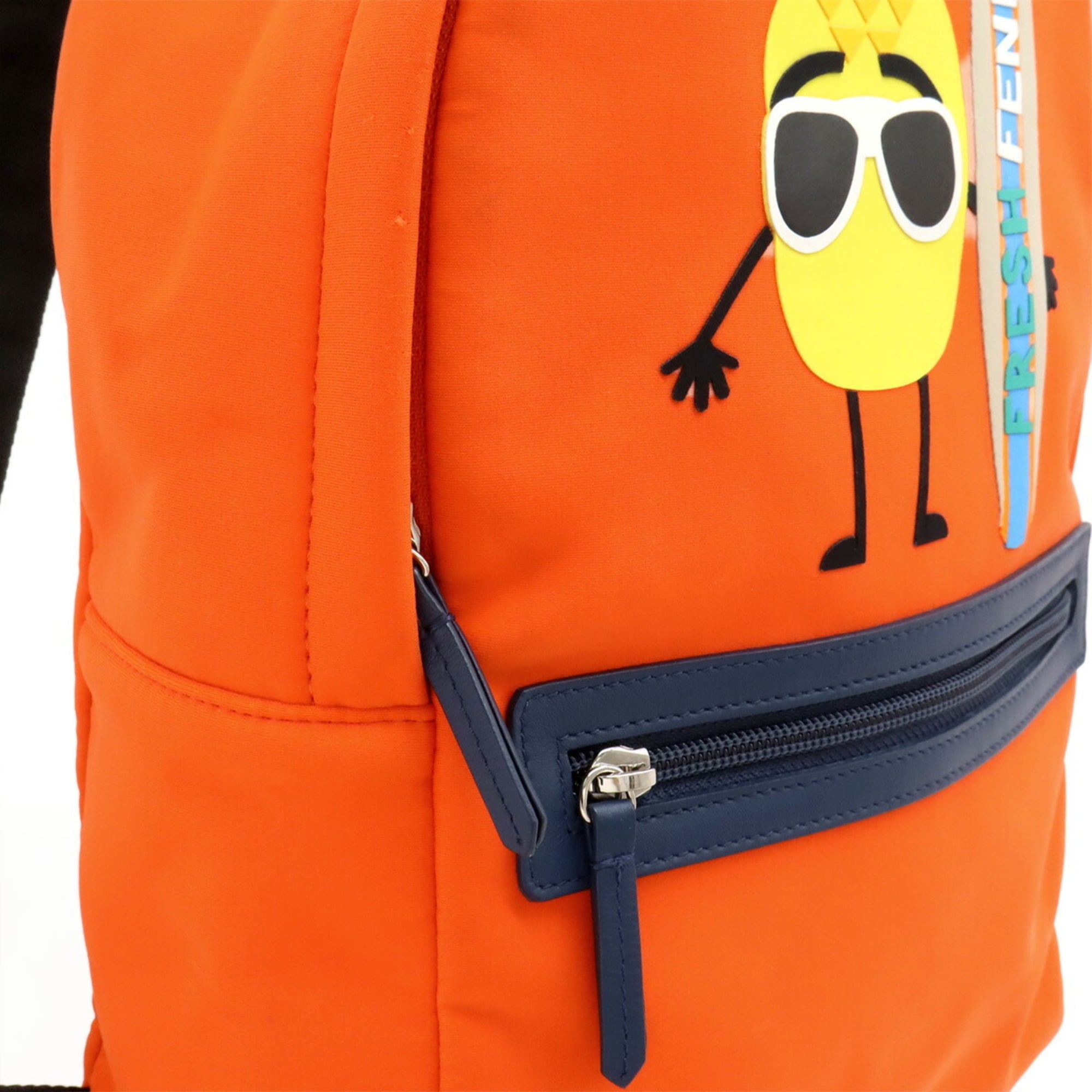 Fendi Black Orange Neoprene Leather Backpack (Pre-Owned)