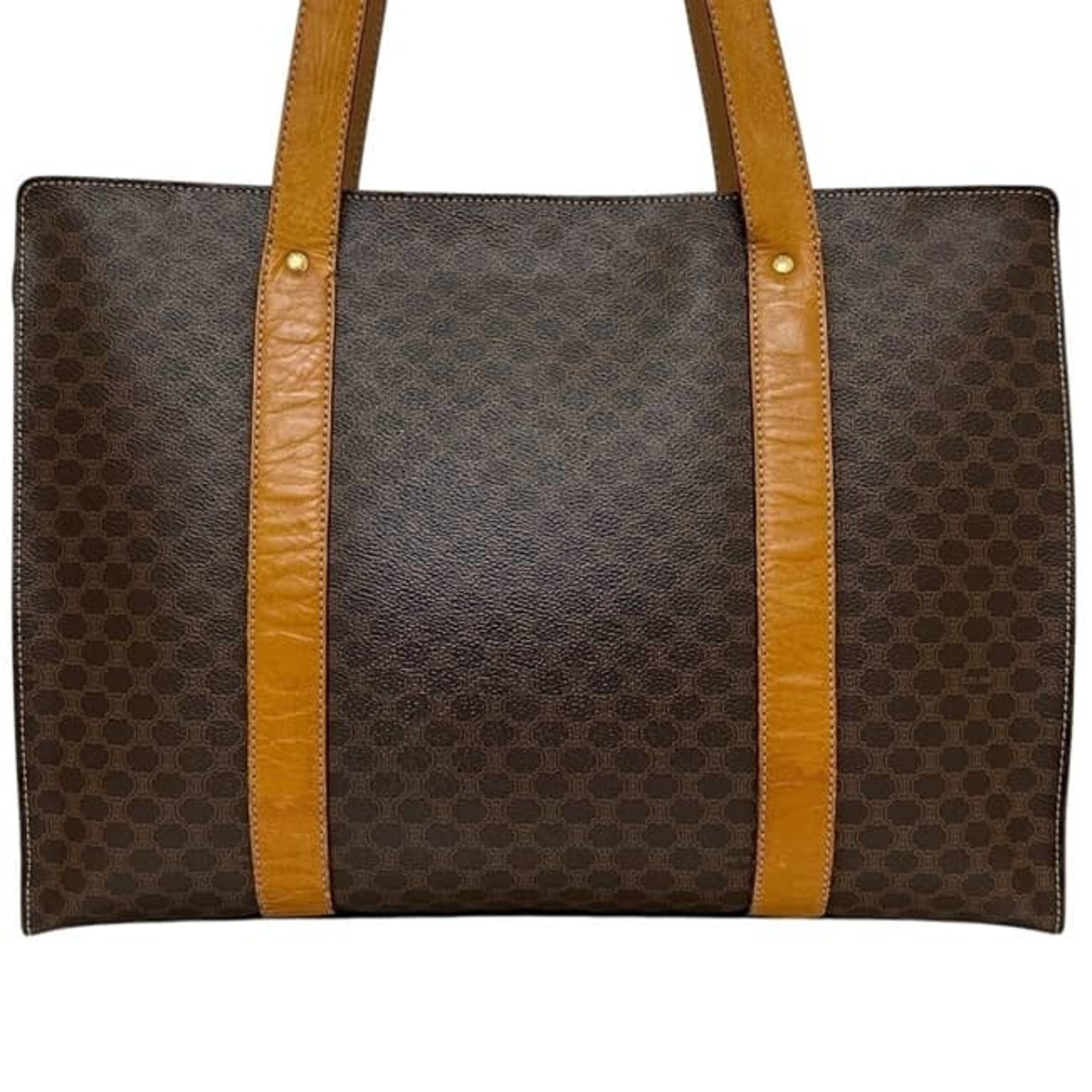 Celine Macadam Brown Pvc Leather Tote Bag (Pre-Owned)