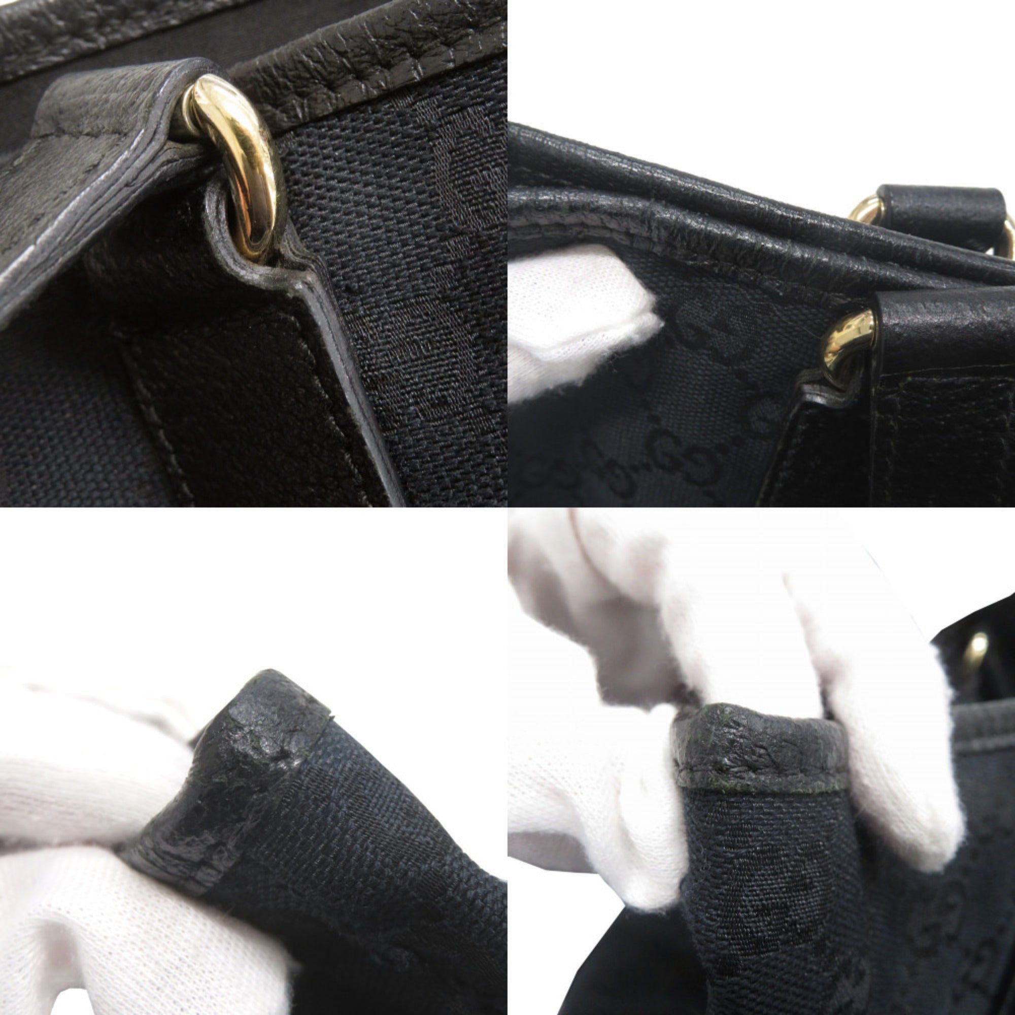 Gucci Black Gg Canvas Leather Tote Bag (Pre-Owned)