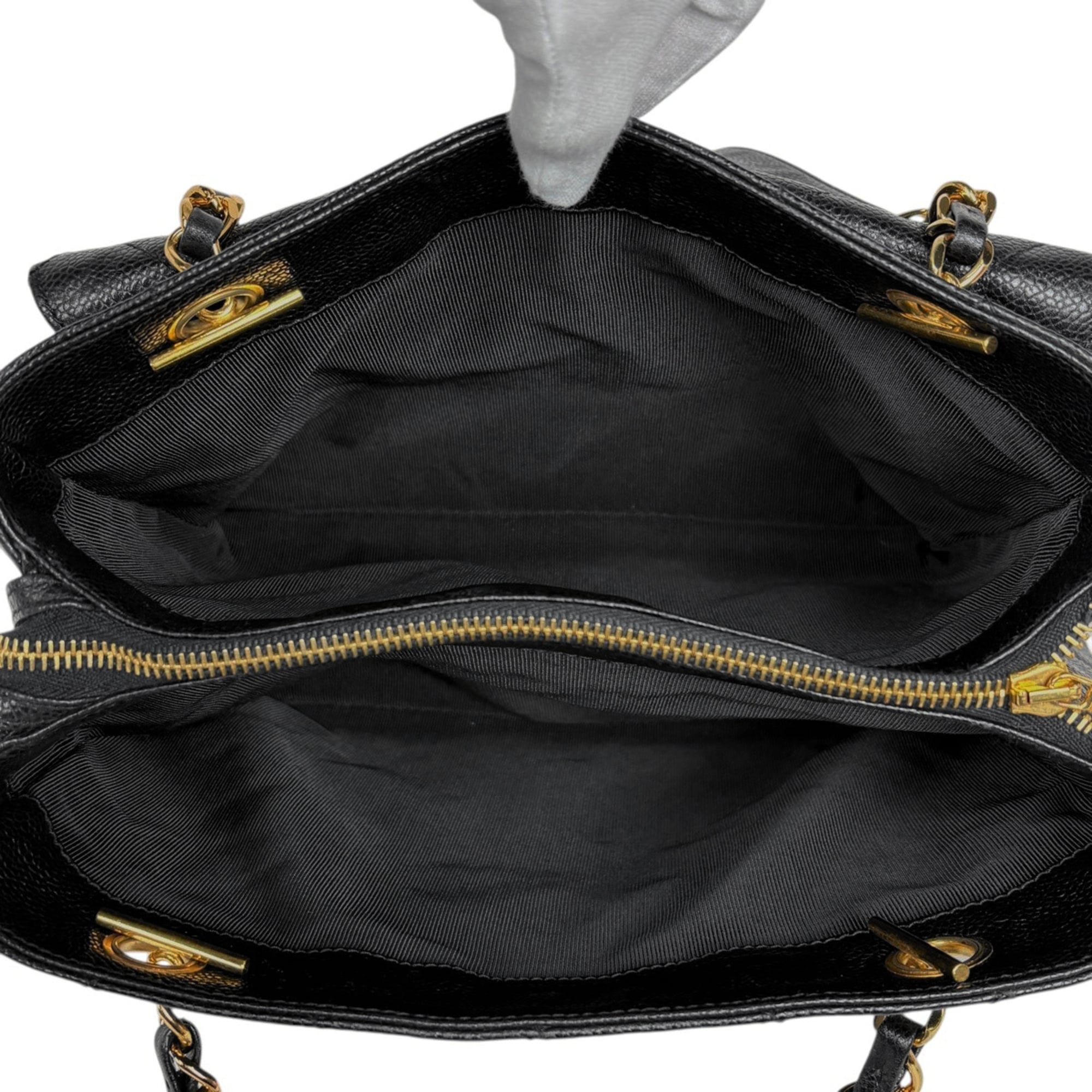 Chanel Black Grained Calfskin Shoulder Bag Tote Bag (Pre-Owned)