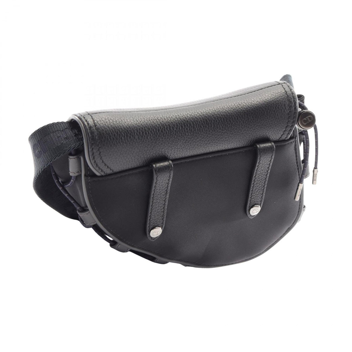 Christian Dior Black Nylon Leather Saddle Bag Shoulder Bag (Pre-Owned)