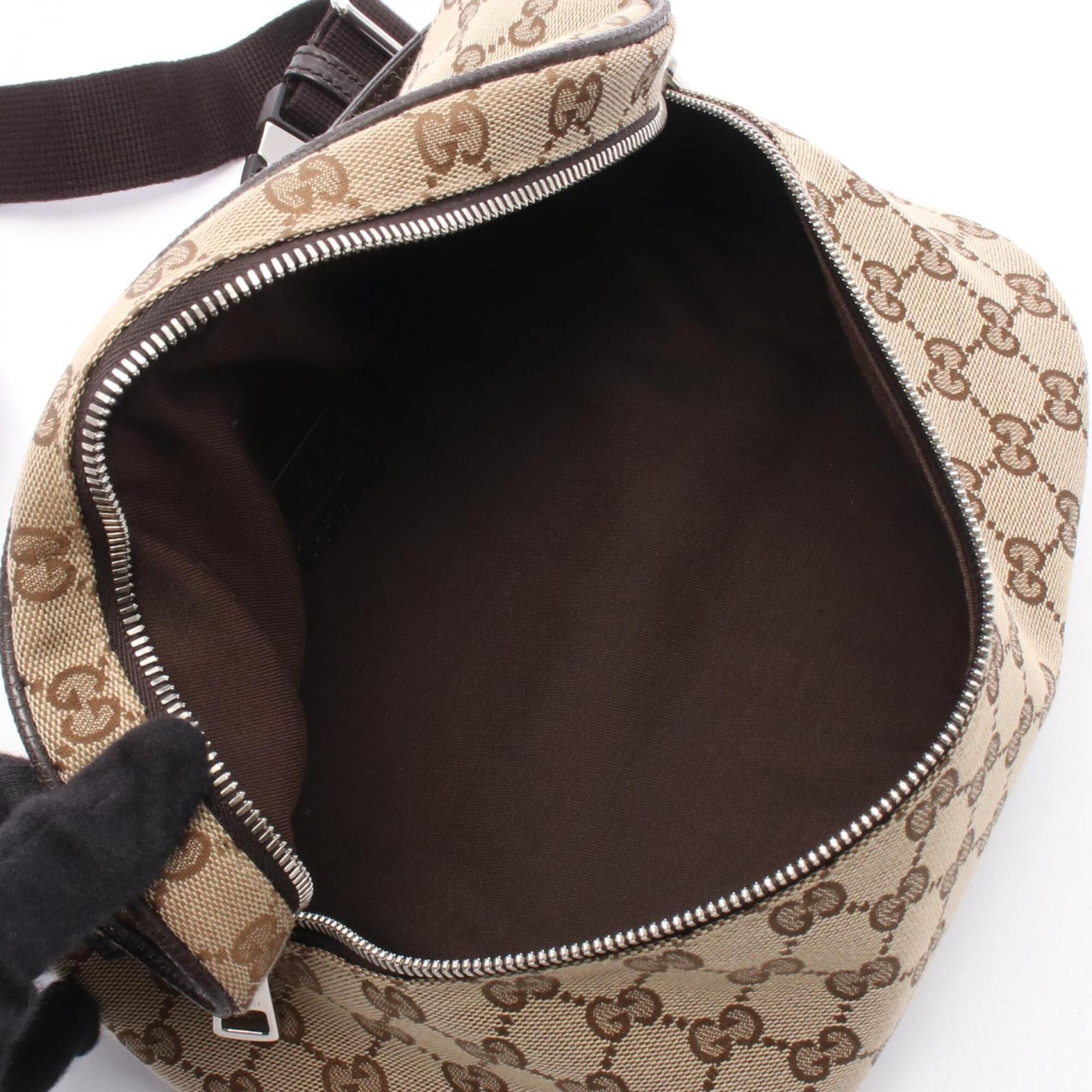 Gucci Beige Brown Gg Canvas Leather Fanny Pack (Pre-Owned)