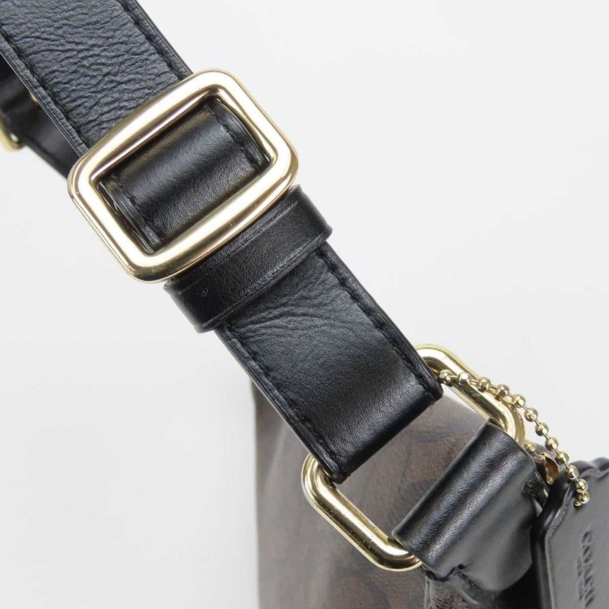 Coach Signature Black Brown Signature Line Sling Bag (Pre-Owned)