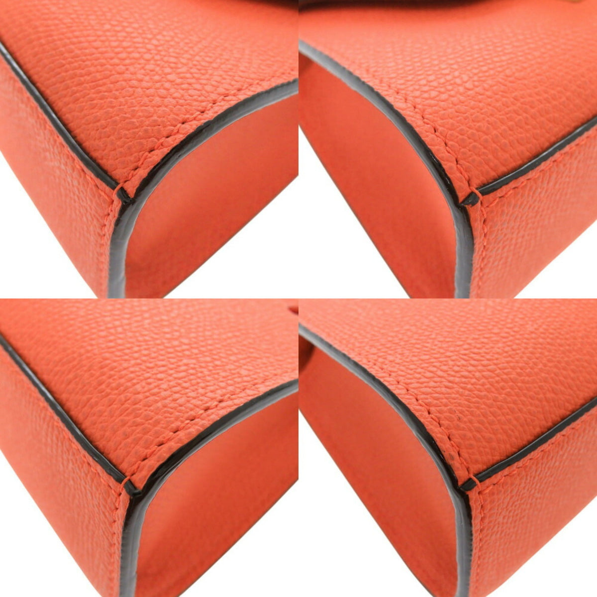 Valextra Orange Leather Handbag Shoulder Bag (Pre-Owned)