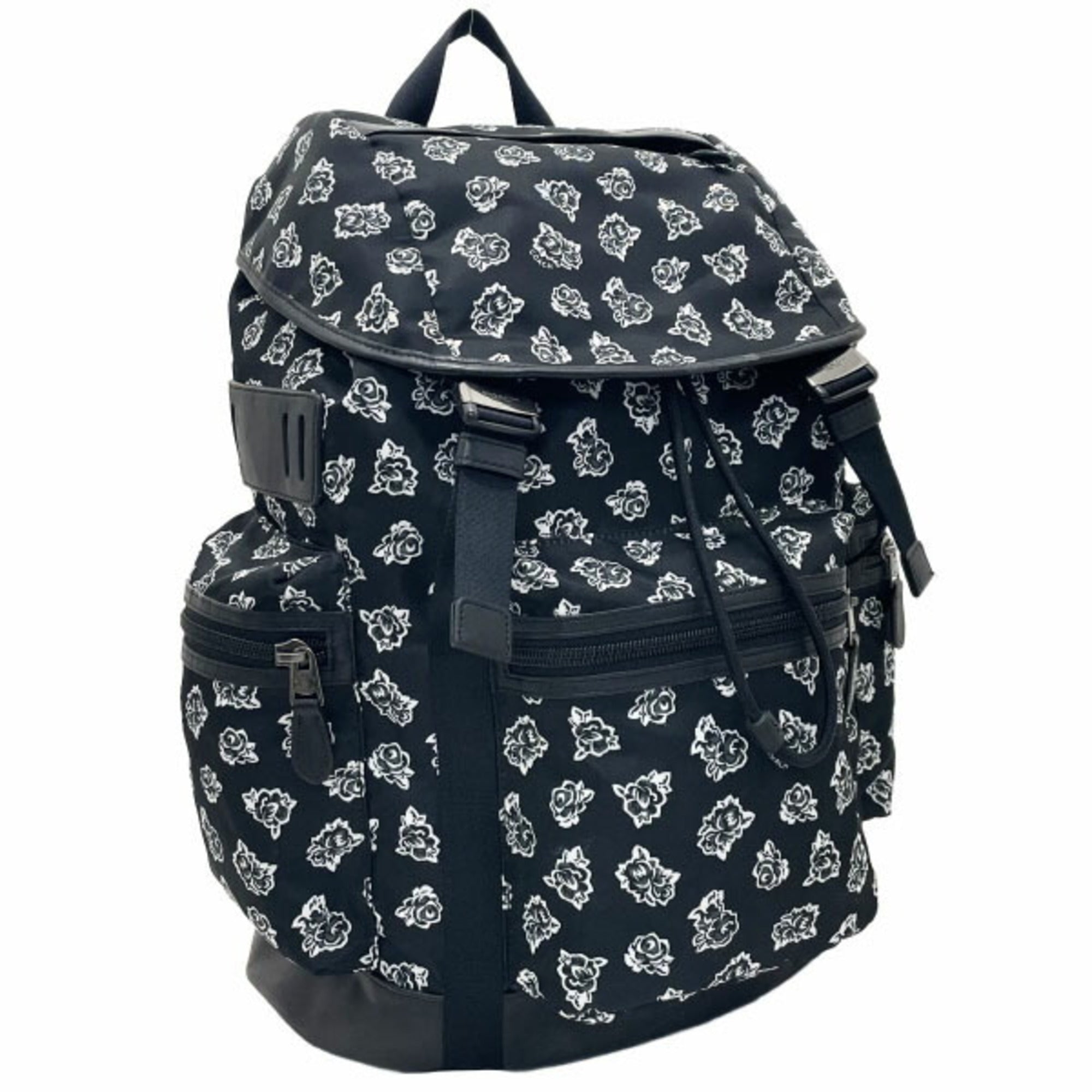 Coach Black White Nylon Leather Backpack (Pre-Owned)