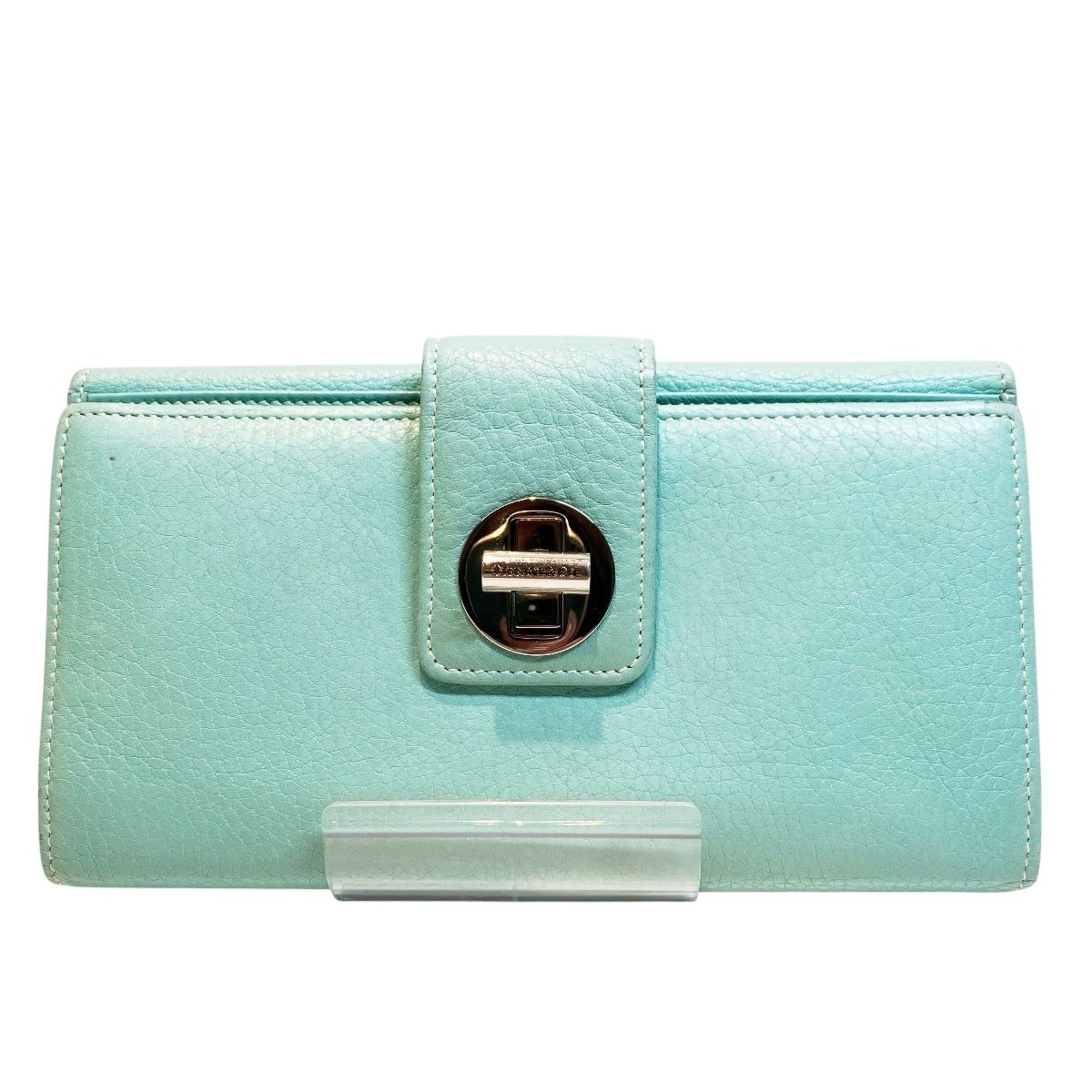 Tiffany Blue Emerald Green Leather Long Wallet (Bi-Fold) (Pre-Owned)