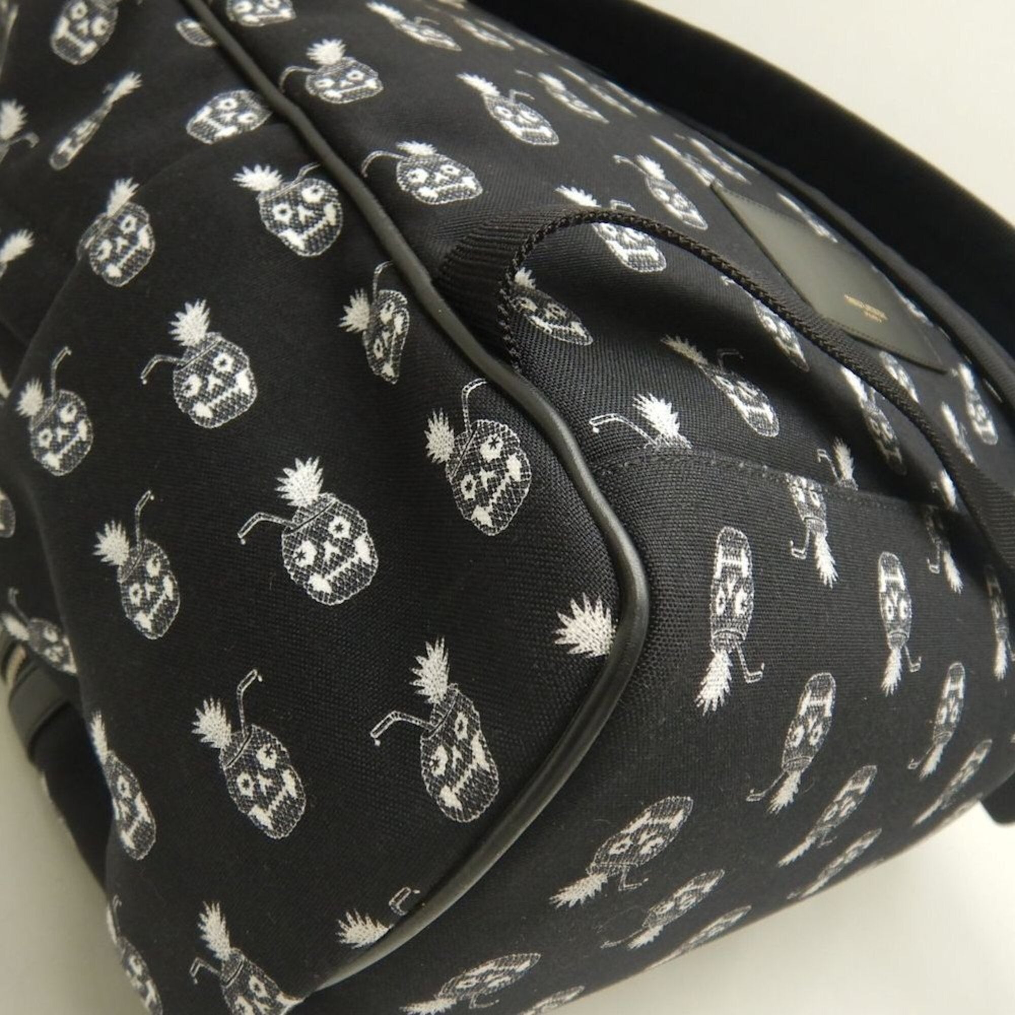 Saint Laurent Black White Canvas Backpack (Pre-Owned)