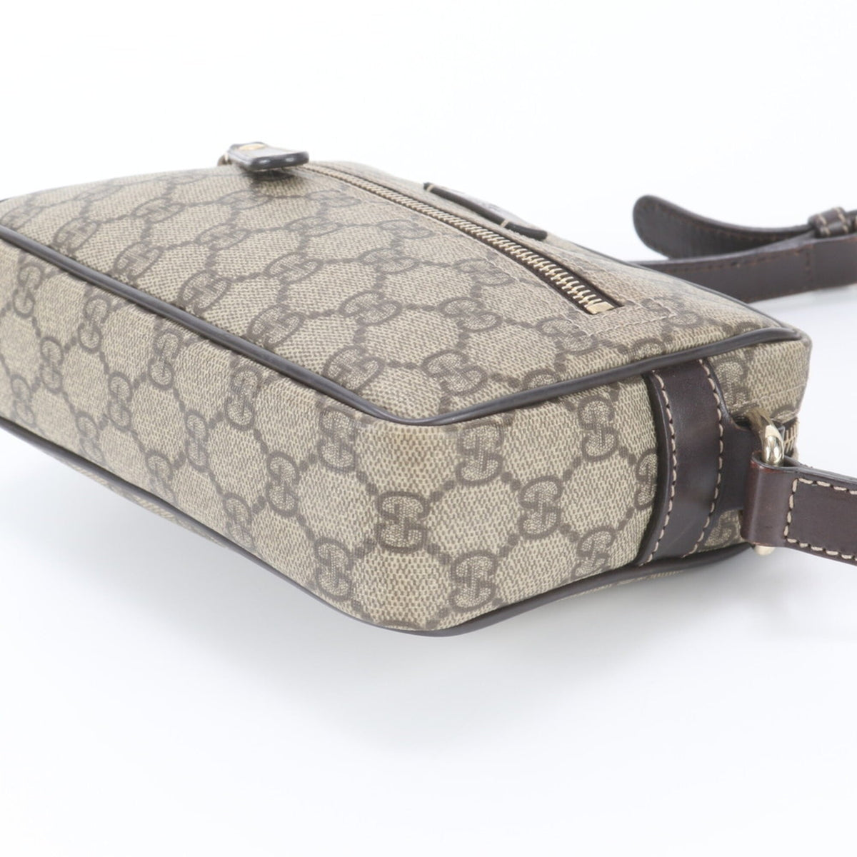 Gucci Brown Leather Coated Canvas Crossbody Bag Shoulder Bag (Pre-Owned)