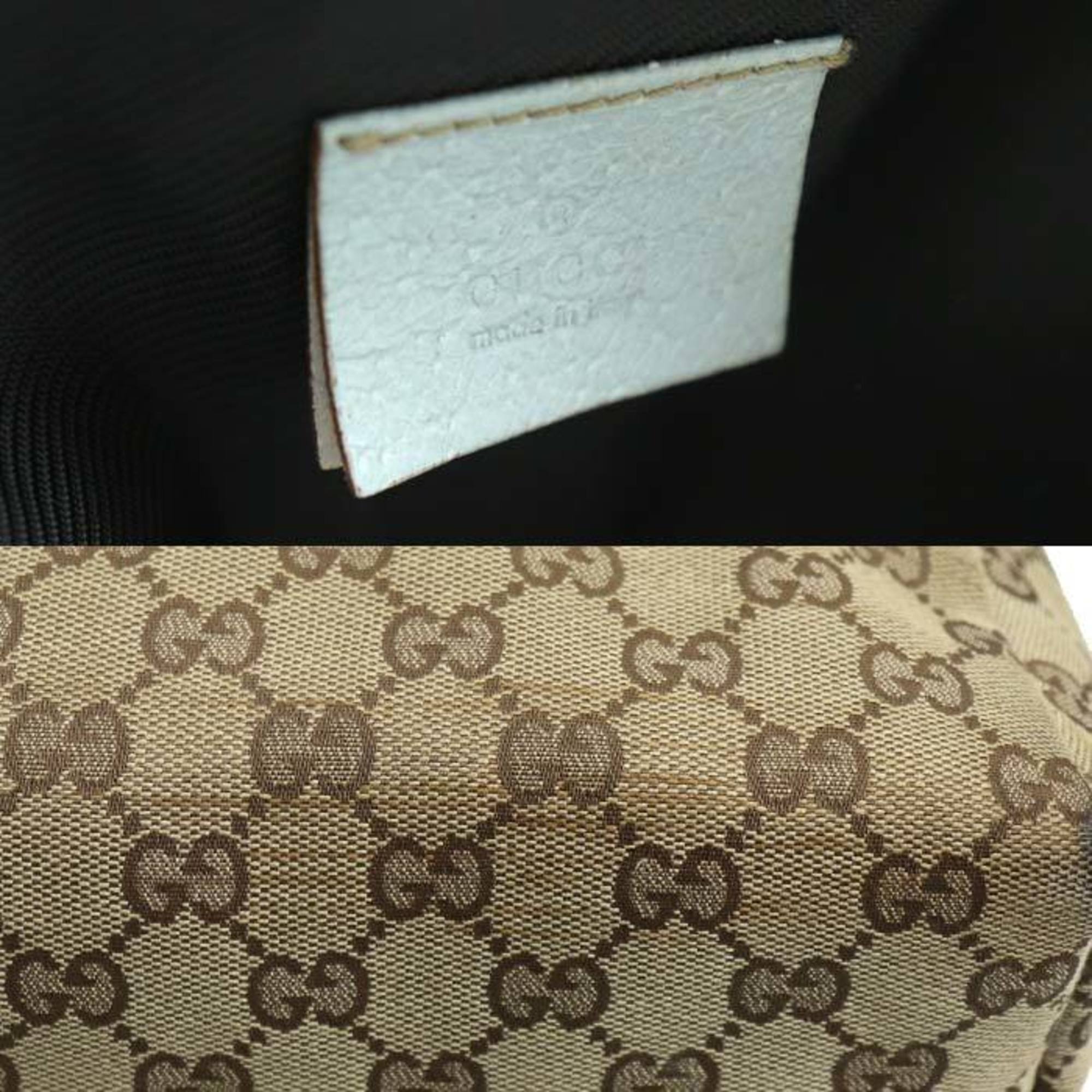 Gucci Gg Canvas Beige Gg Canvas Leather Handbag (Pre-Owned)