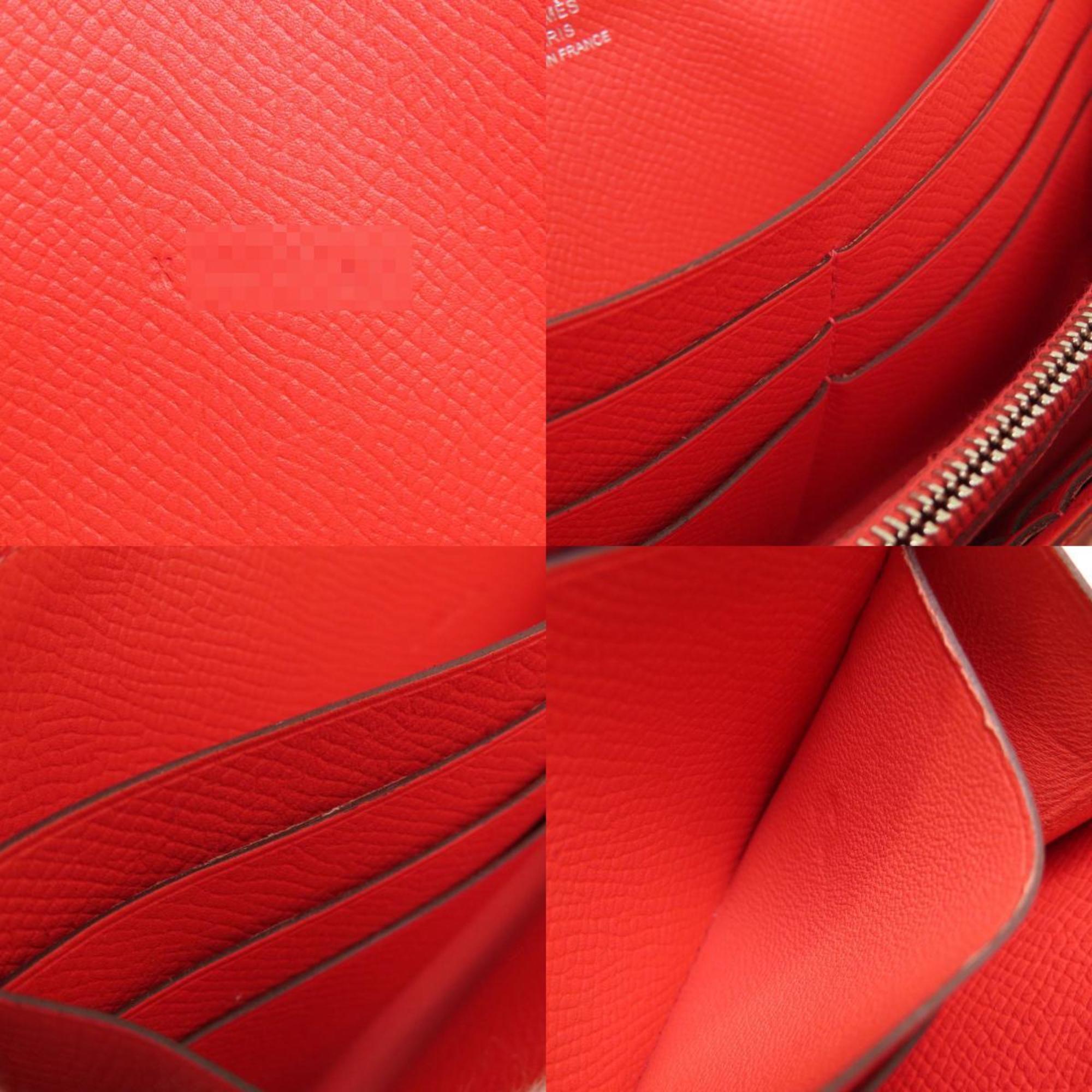 Hermes Red Color Epsom Leather Long Wallet (Bi-Fold) (Pre-Owned)