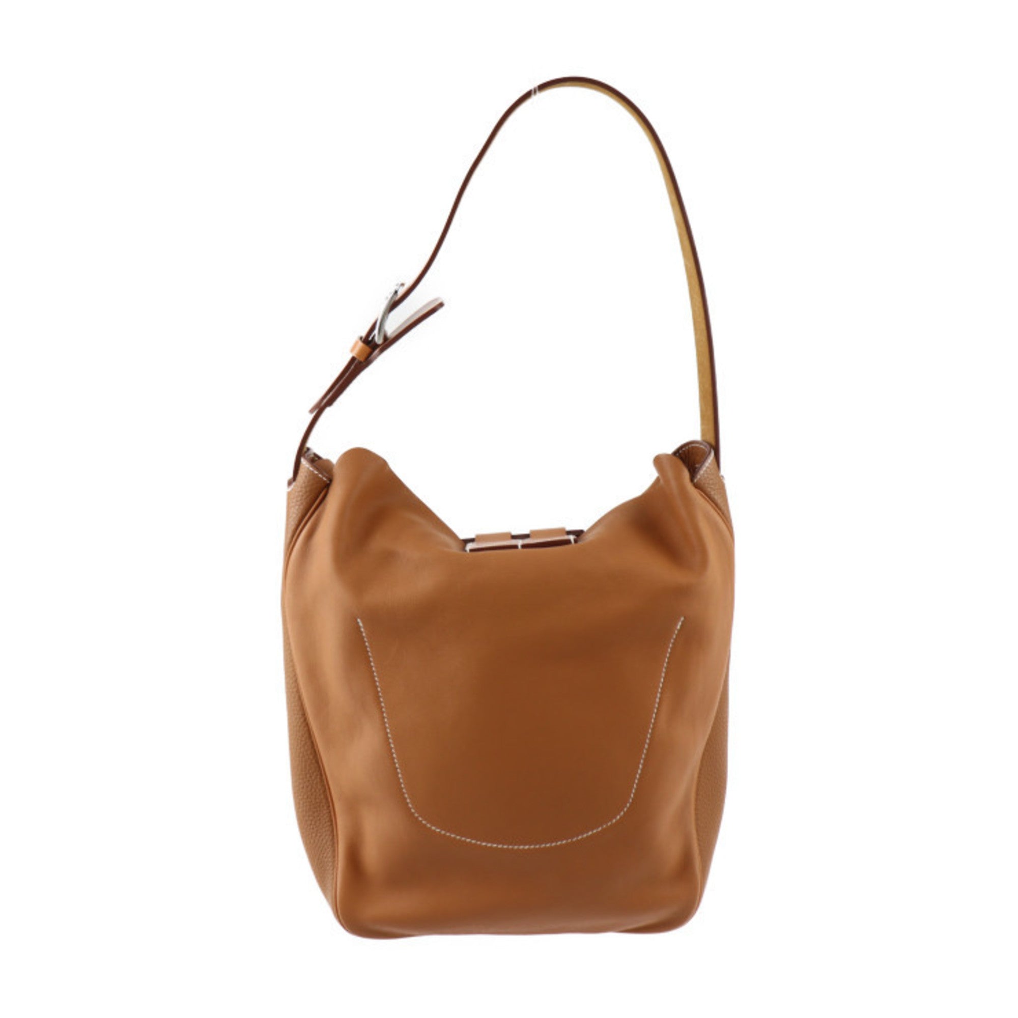 Hermes Brown Gold Taurillon Clemence Leather Swift Leather Handbag Shoulder Bag Tote Bag (Pre-Owned)