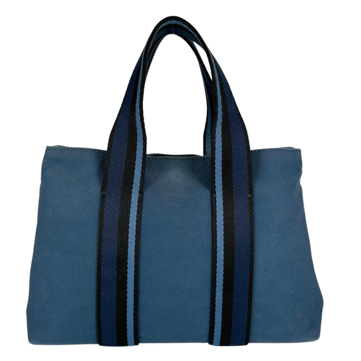 Hermes Black Blue Canvas Handbag Tote Bag (Pre-Owned)