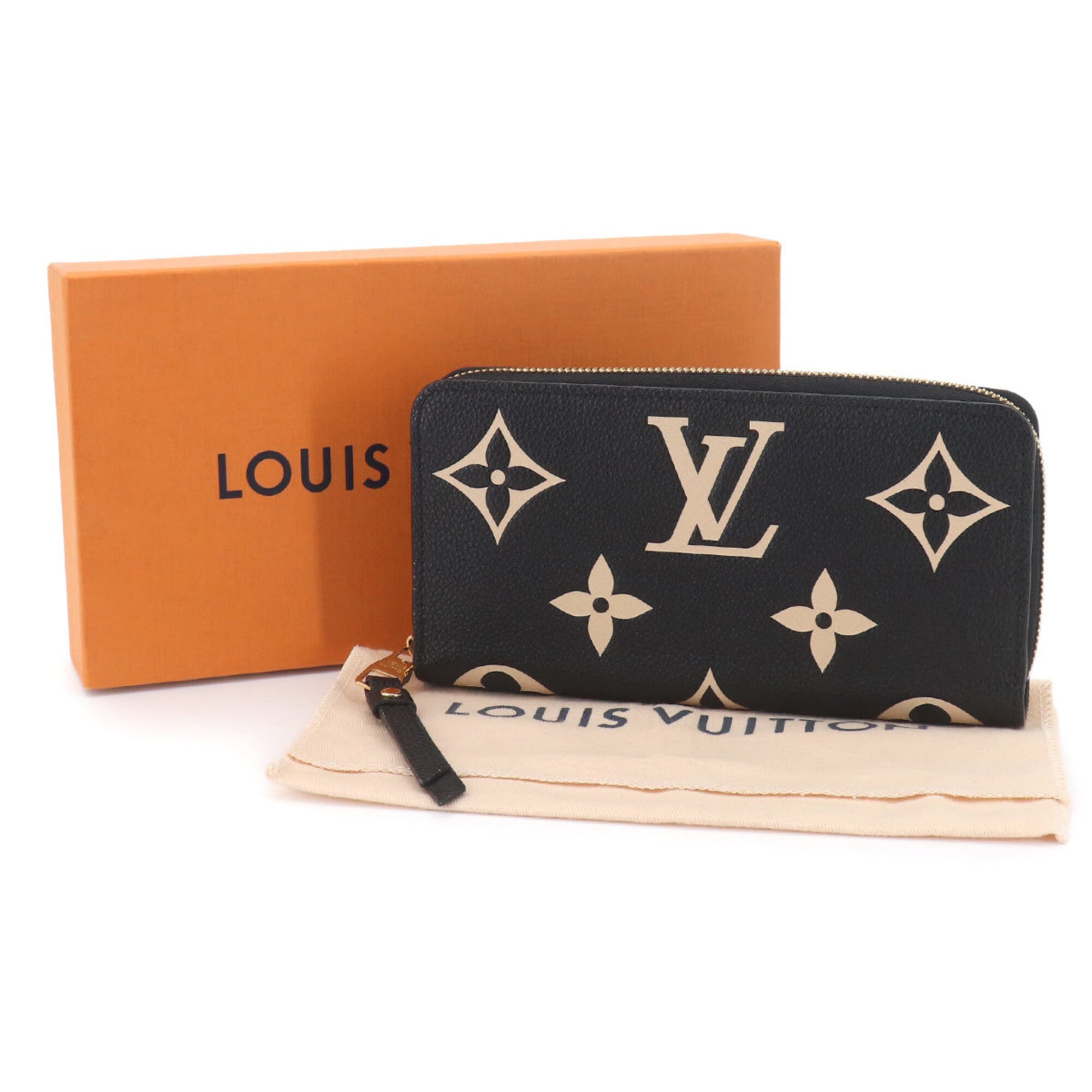 Louis Vuitton Beige Black Monogram Empreinte Long Wallet (Bi-Fold) (Pre-Owned)