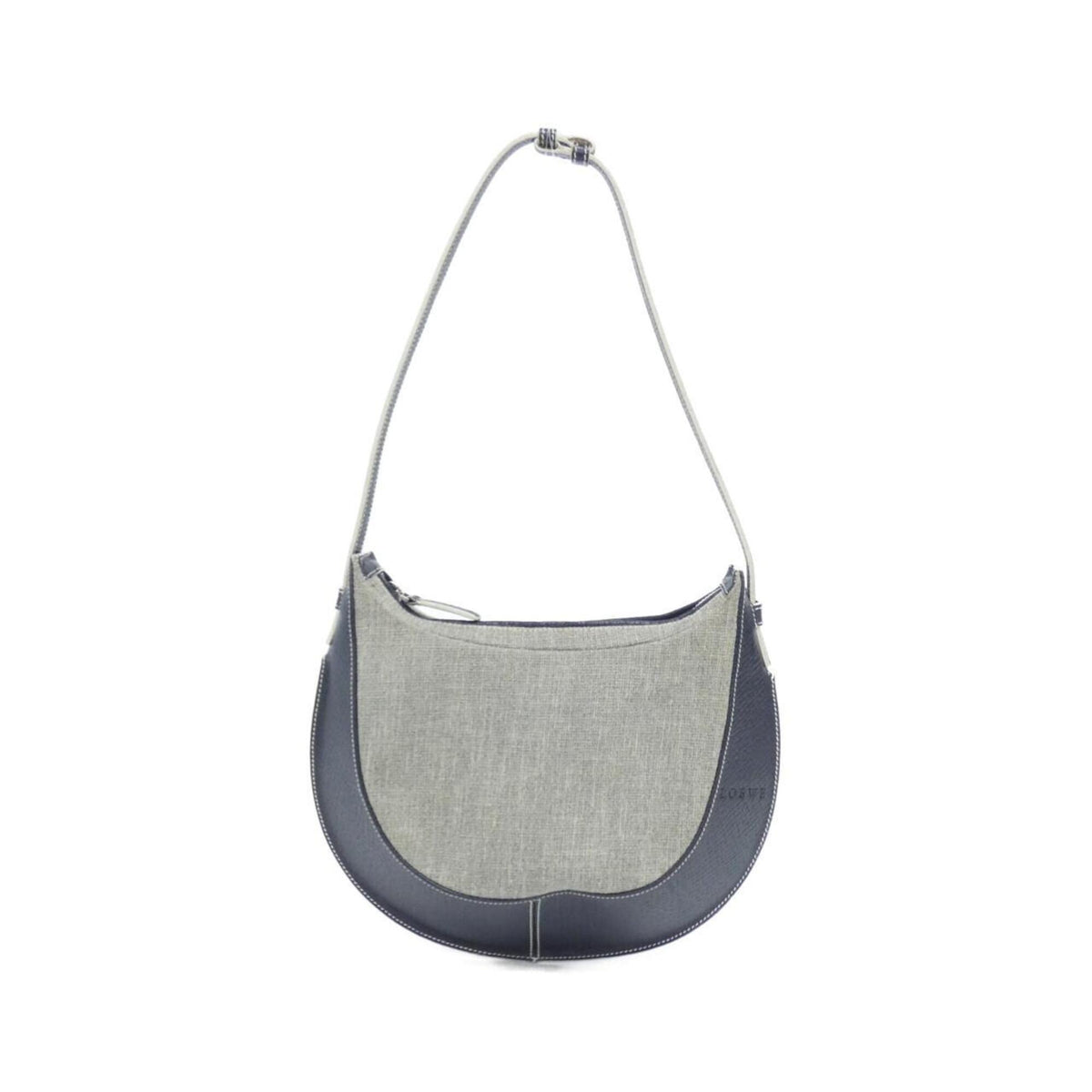 Loewe Gray Navy Canvas Leather Shoulder Bag (Pre-Owned)