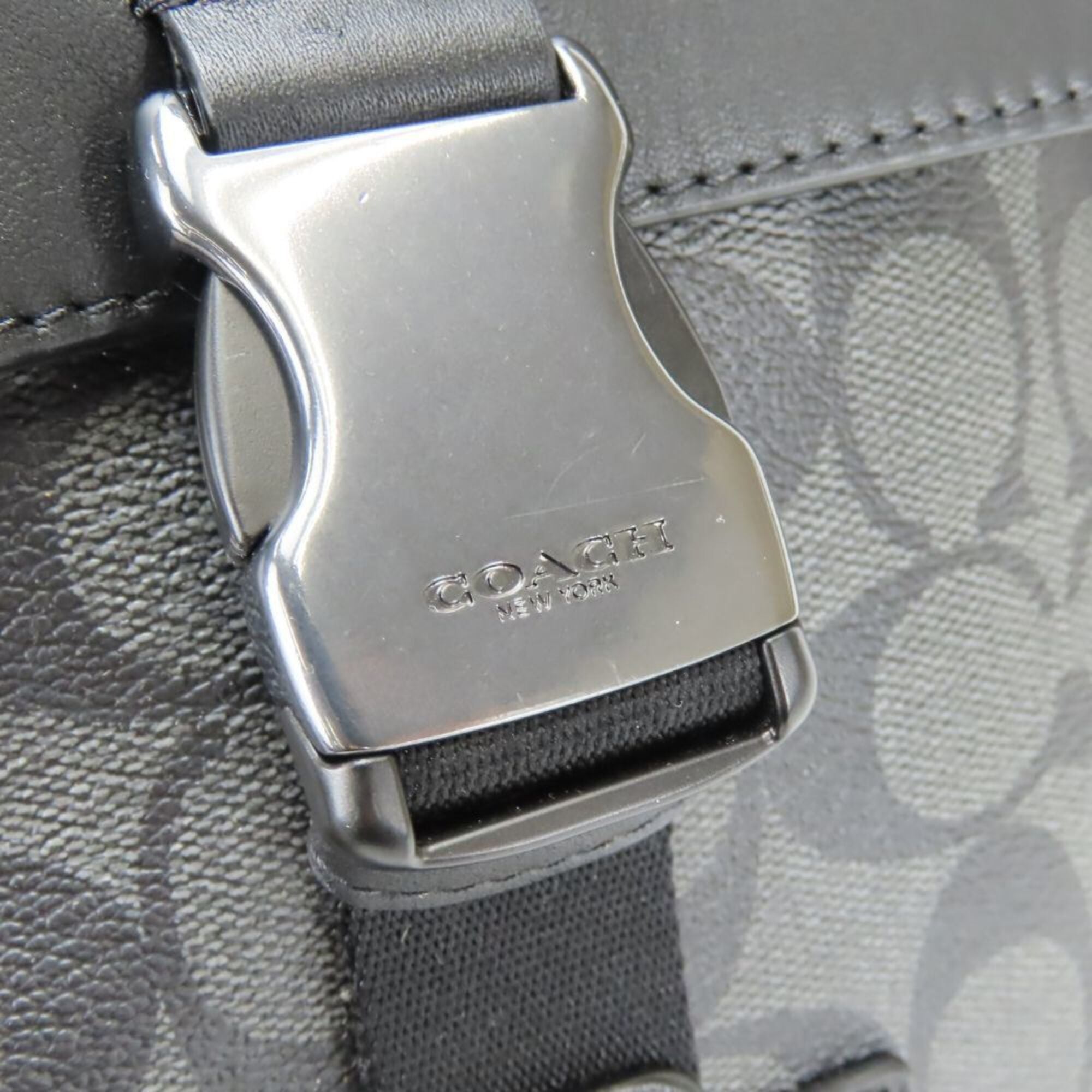 Coach Signature Black Gray Pvc Coated Canvas Leather Sling Bag (Pre-Owned)
