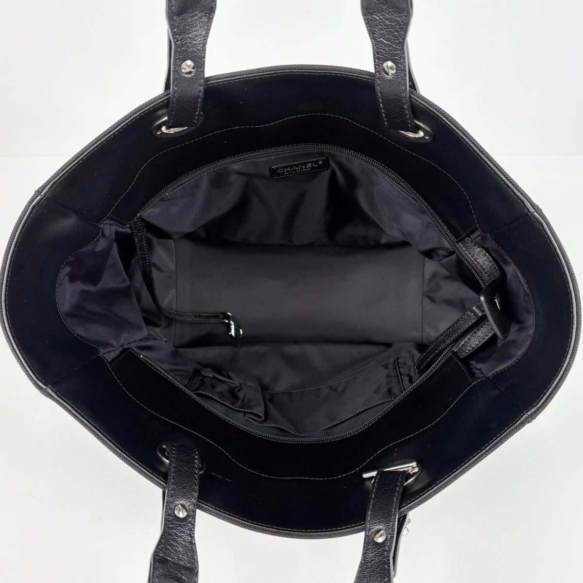 Chanel Black Coated Canvas Leather Tote Bag (Pre-Owned)