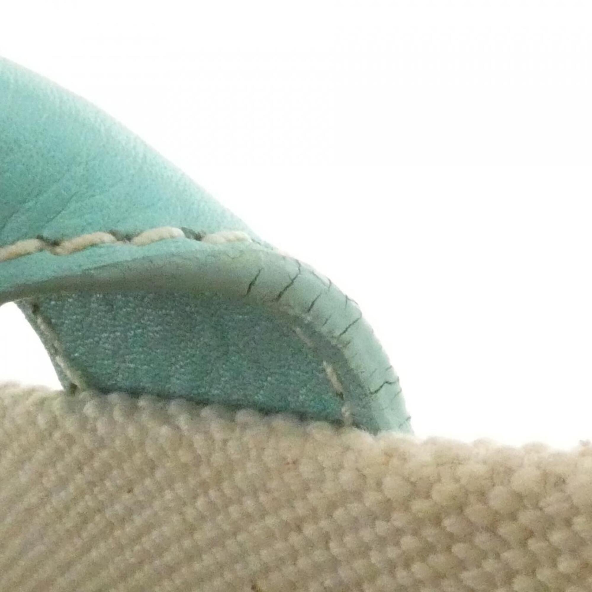 Tiffany Beige Tiffany Blue Canvas Leather Handbag (Pre-Owned)
