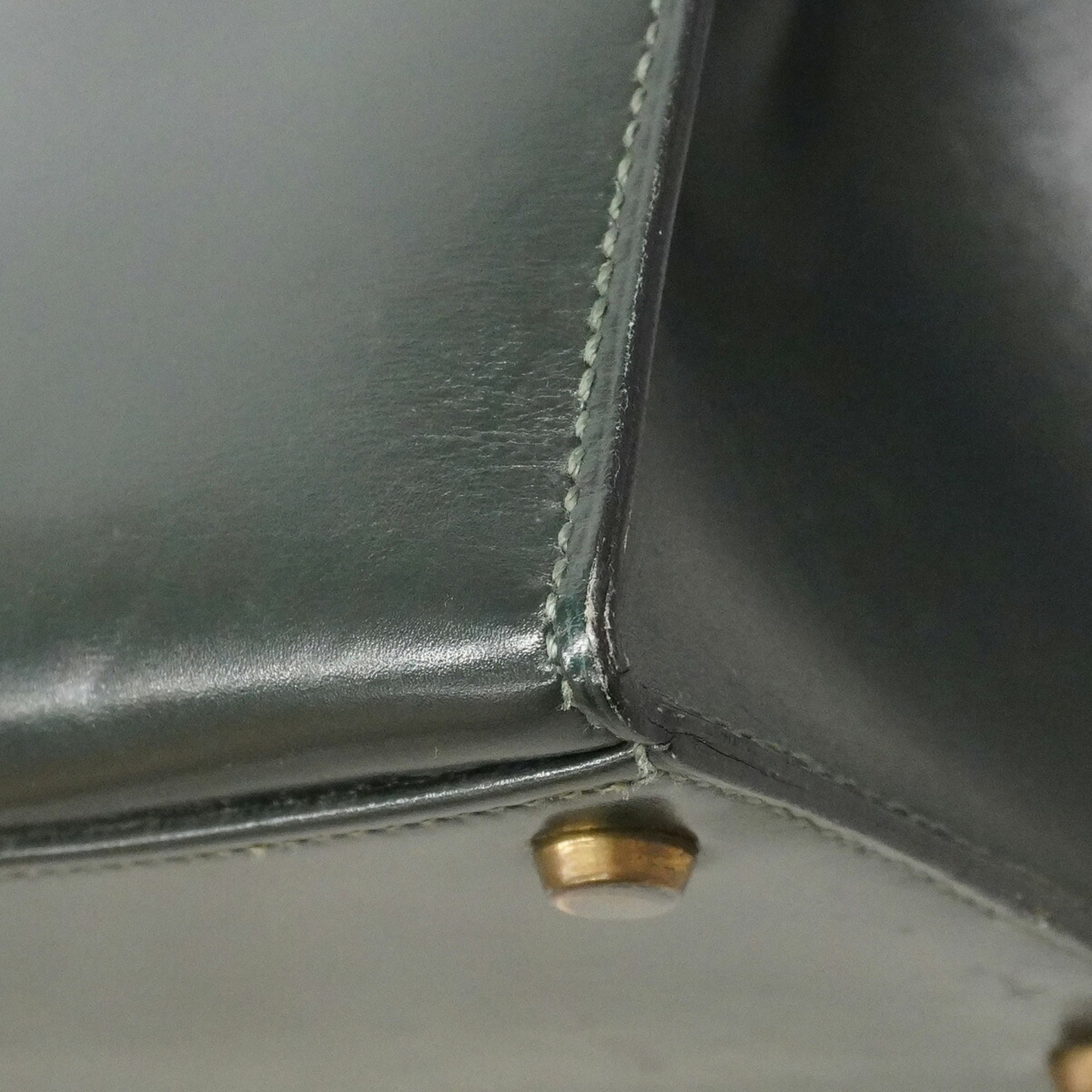 Hermes Green Box Calf Leather Handbag (Pre-Owned)