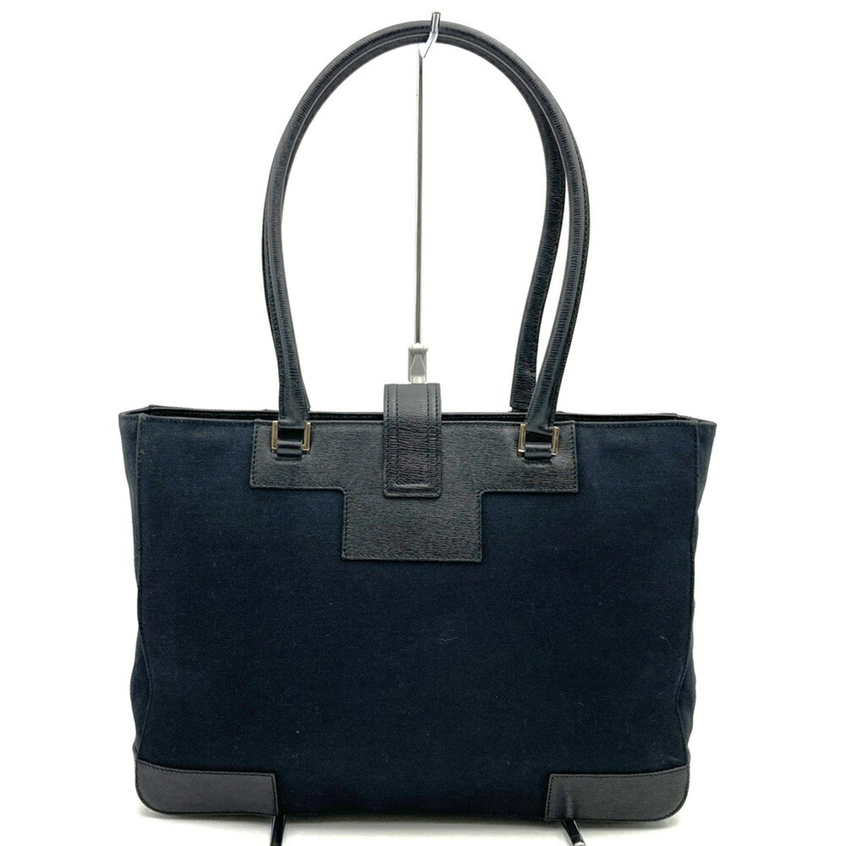 Gucci Black Canvas Leather Tote Bag (Pre-Owned)