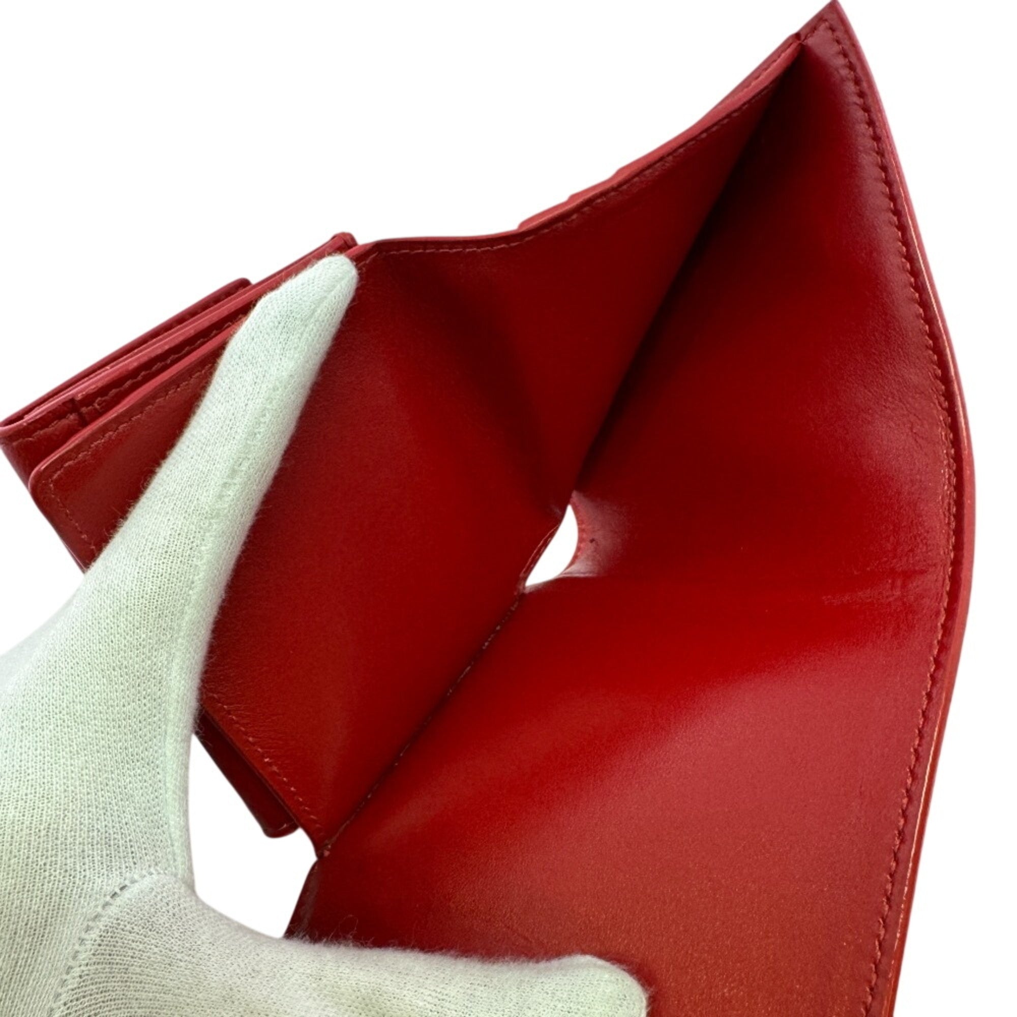Celine Red Color Leather Wallet (Tri-Fold) (Pre-Owned)