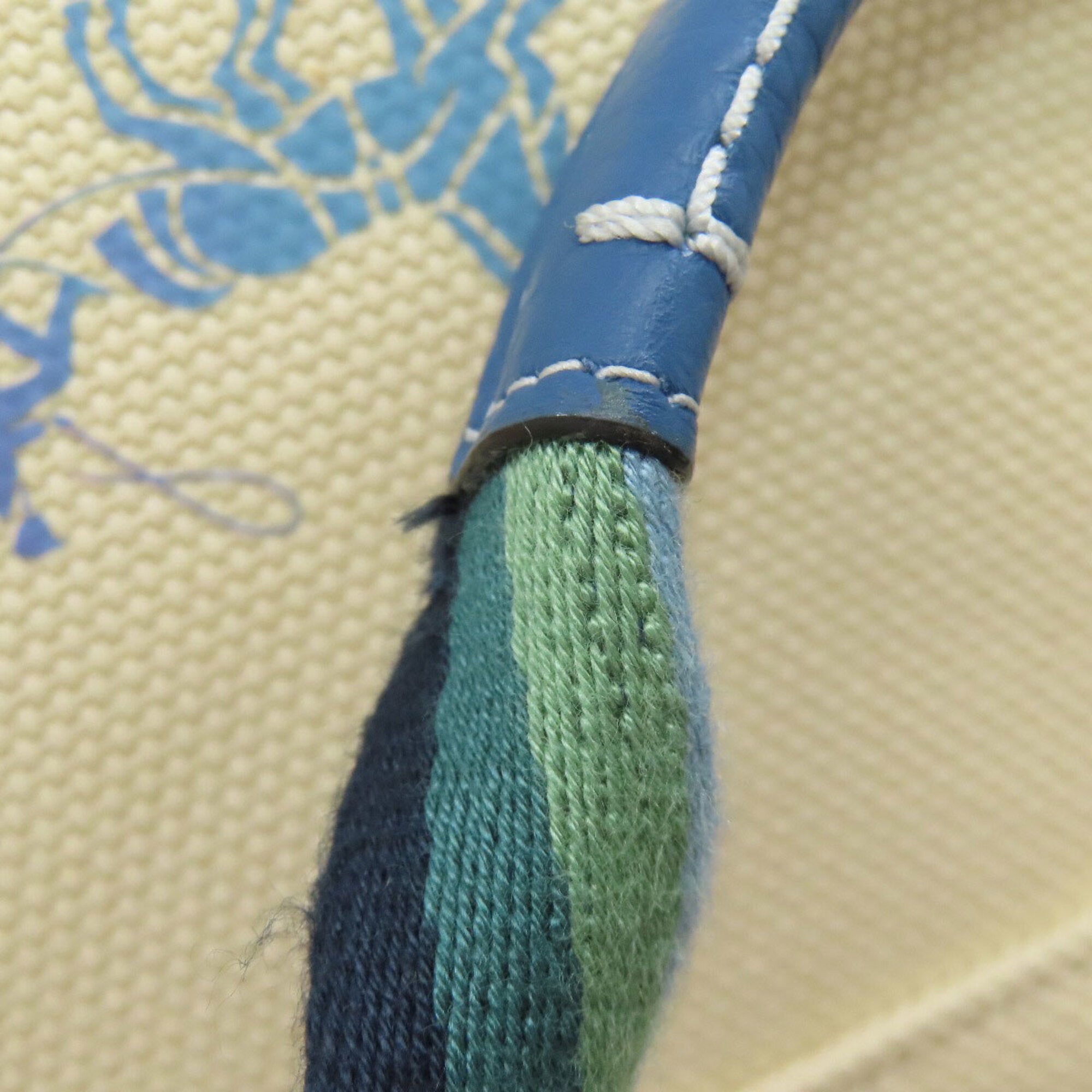 Coach Beige Blue Canvas Tote Bag (Pre-Owned)