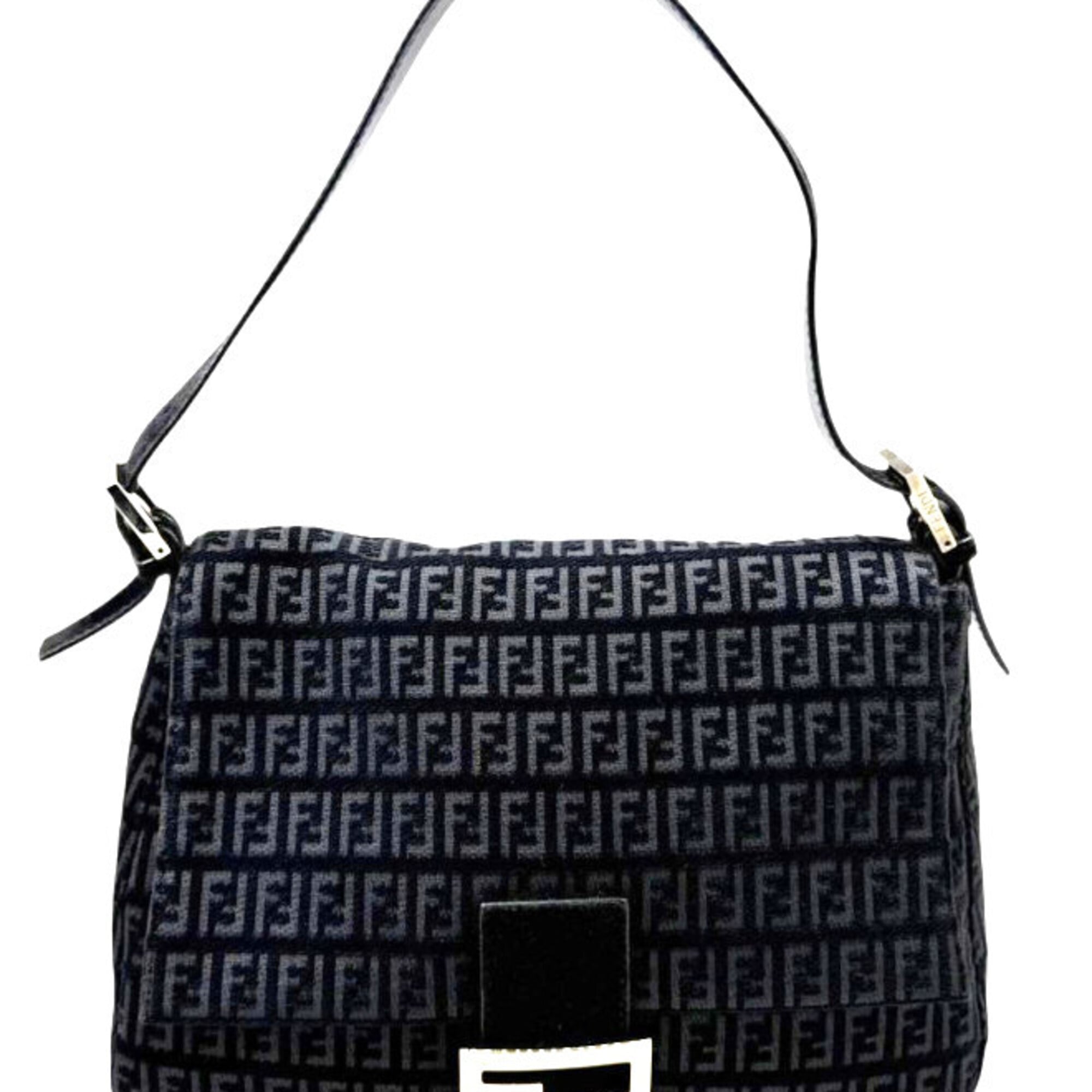 Fendi Black Canvas Suede Leather Handbag (Pre-Owned)