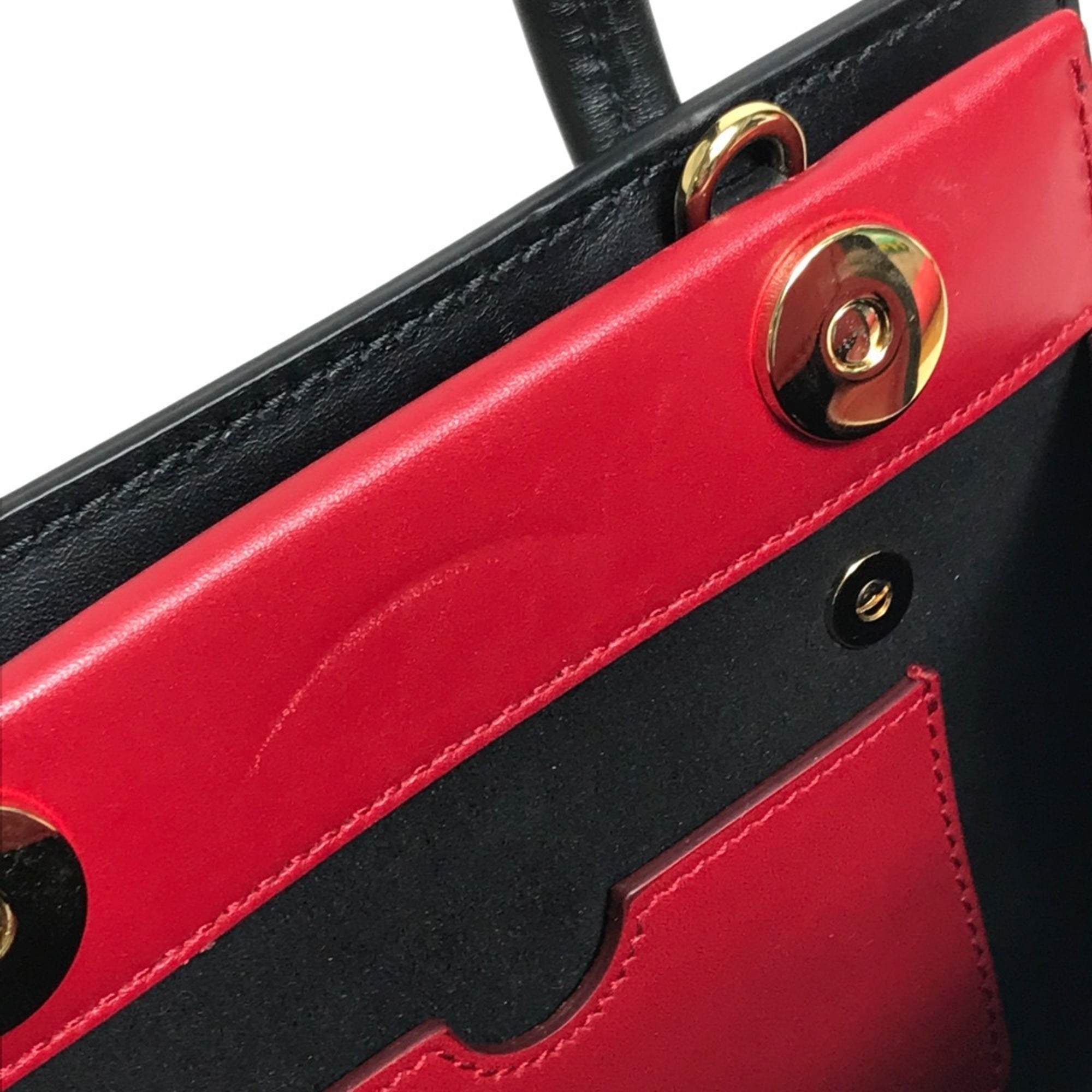 Dolce & Gabbana Black Red Color White Leather Handbag Shoulder Bag (Pre-Owned)