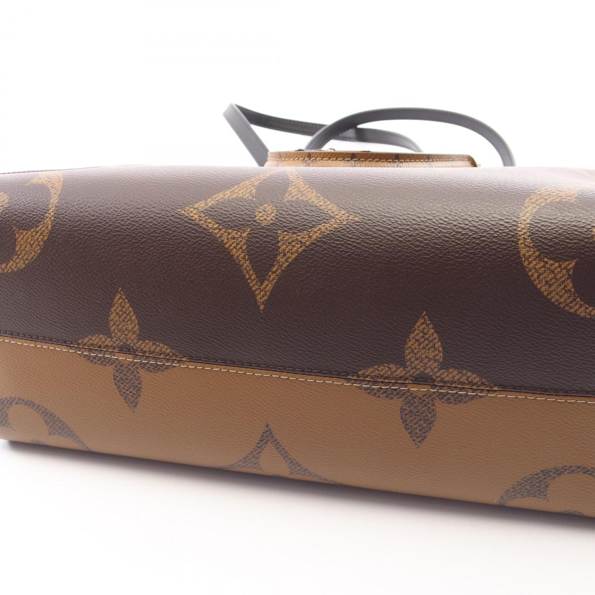 Louis Vuitton Beige Brown Monogram Coated Canvas Leather Handbag Tote Bag (Pre-Owned)
