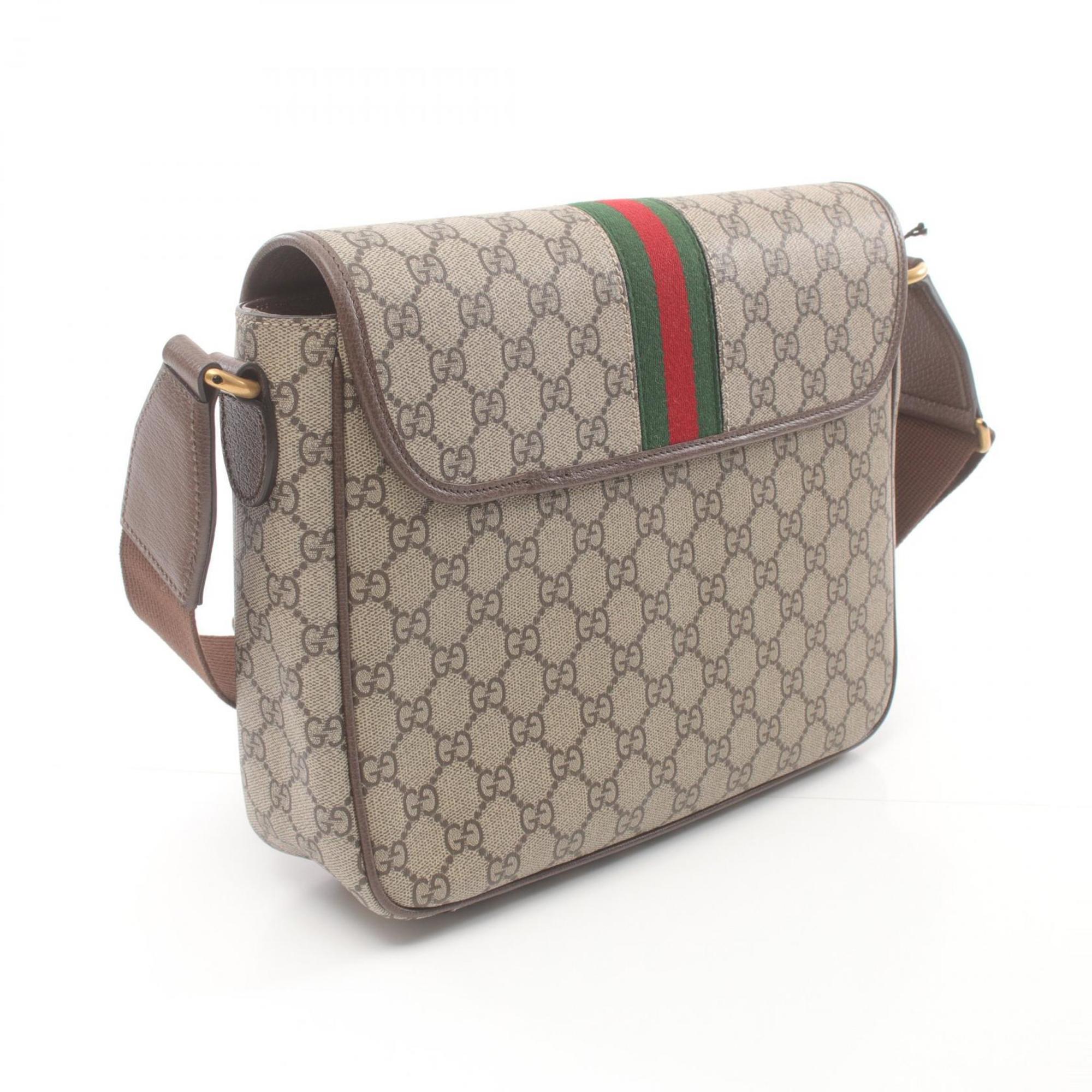 Gucci Beige Brown Multi-Color Pvc Leather Messenger Bag Shoulder Bag