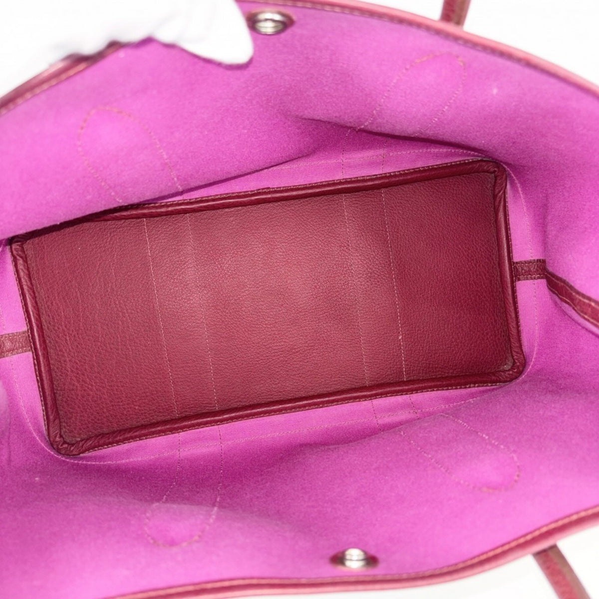 Hermes Bordeaux Pink Purple Canvas Leather Handbag Tote Bag (Pre-Owned)